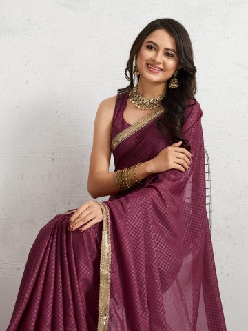 Red Party Wear Poly Georgette Saree