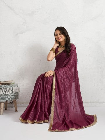 Red Party Wear Poly Georgette Saree