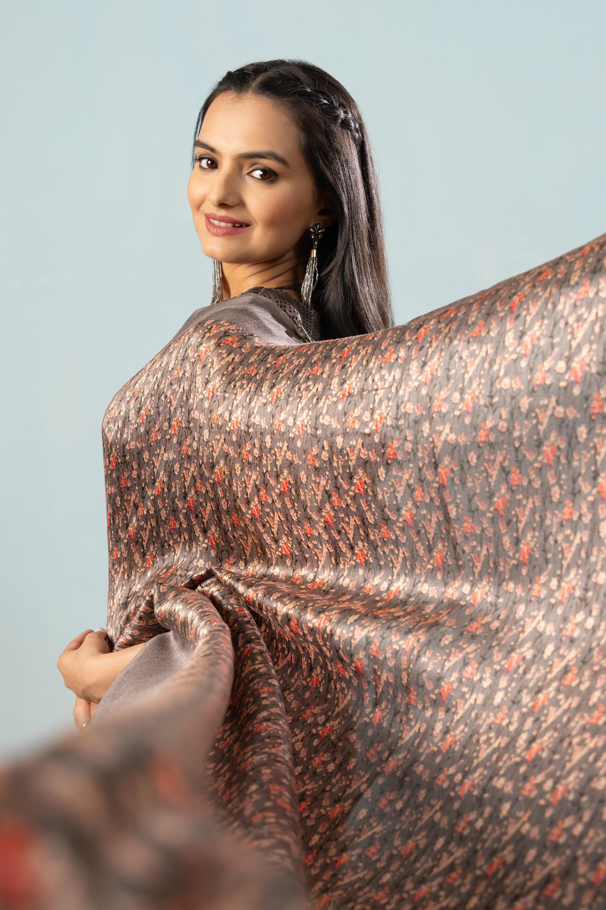 Floral Printed Banglori Silk Saree