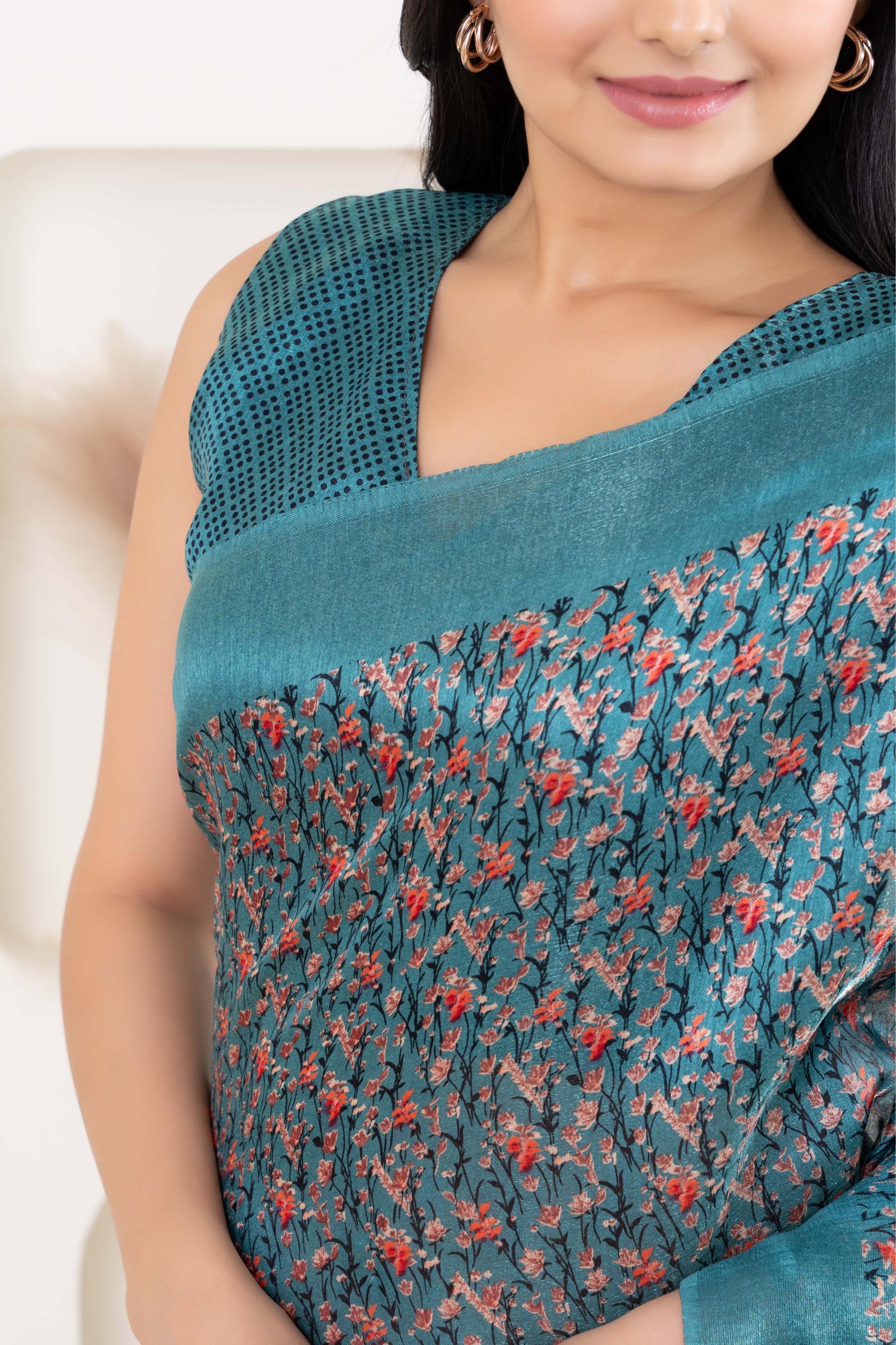 Floral Printed Banglori Silk Saree