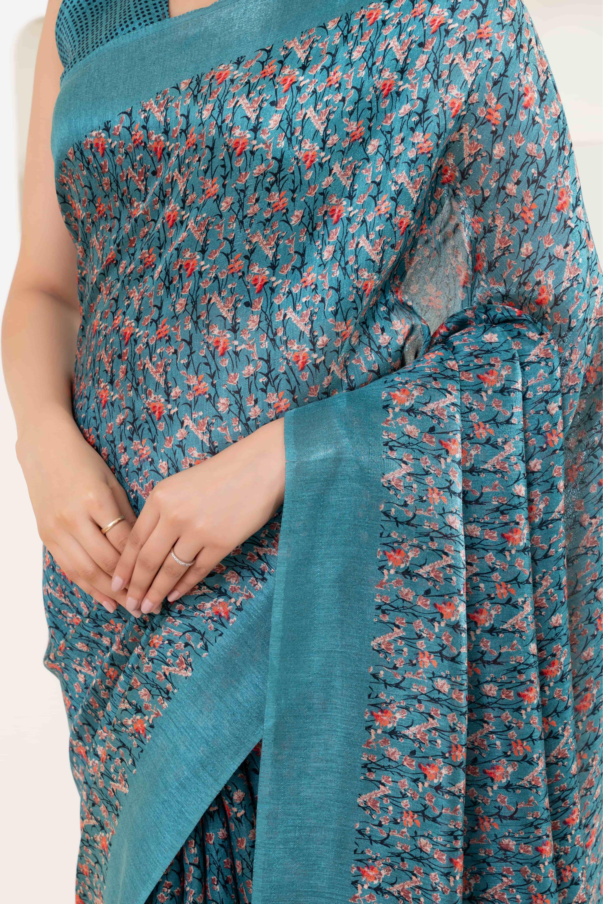 Floral Printed Banglori Silk Saree