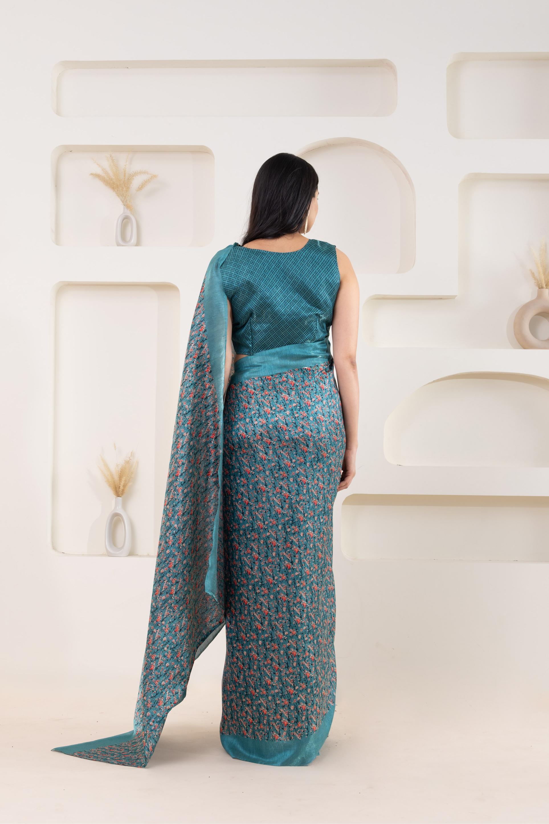 Floral Printed Banglori Silk Saree