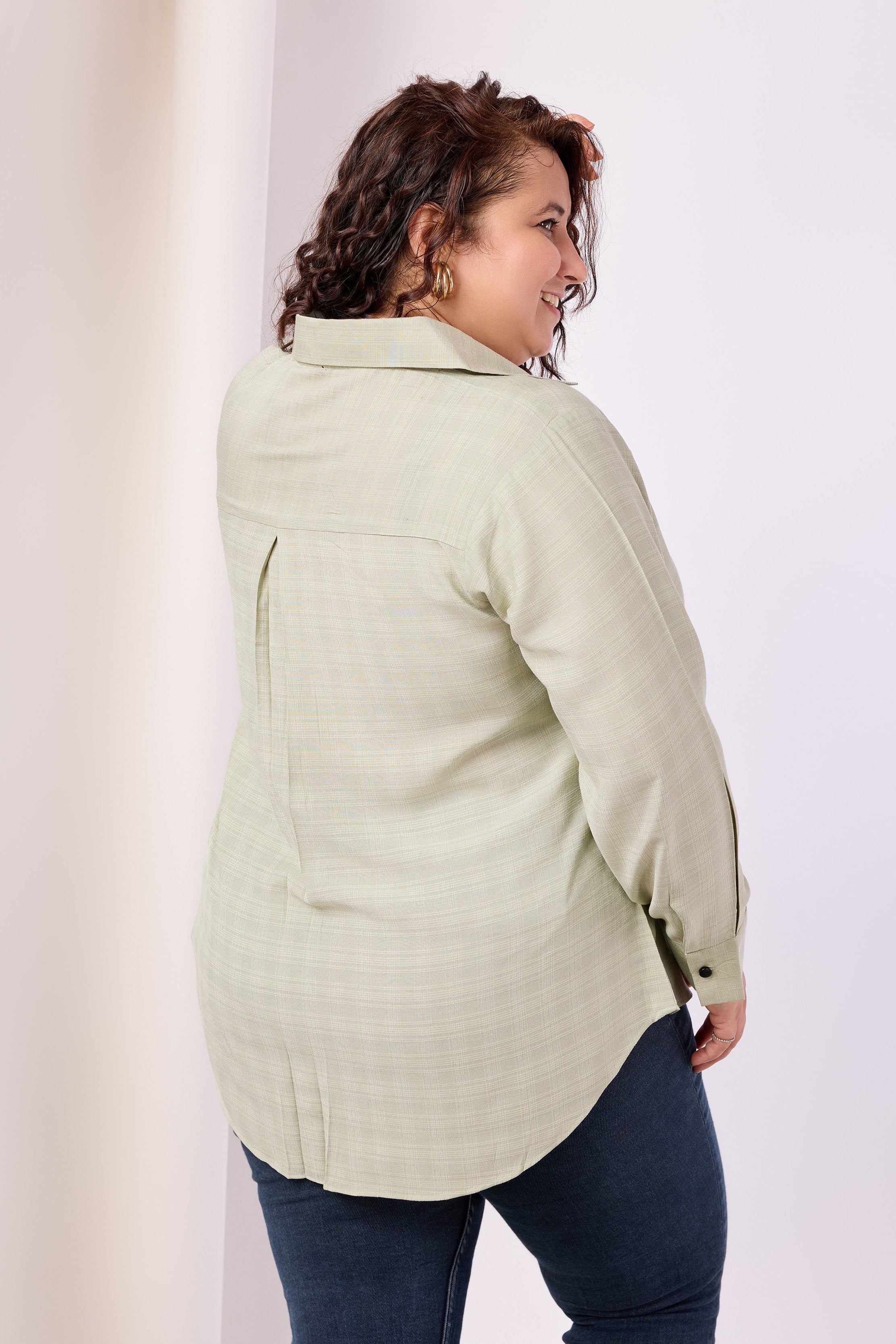 Spread Collar Chex Rayon Shirt