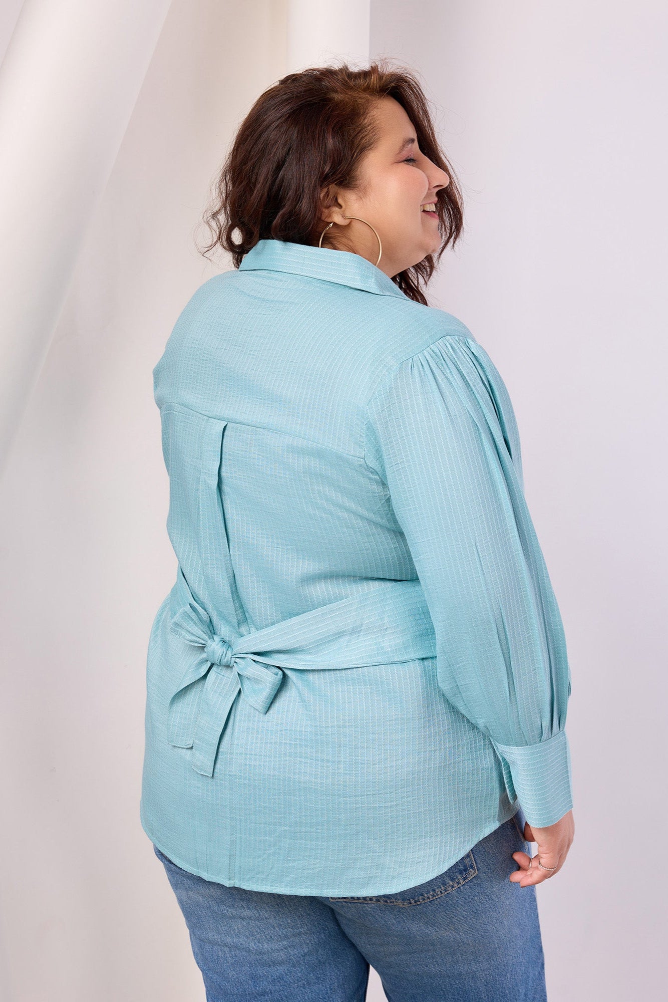 Tie-Waist Cotton Silk Shirt