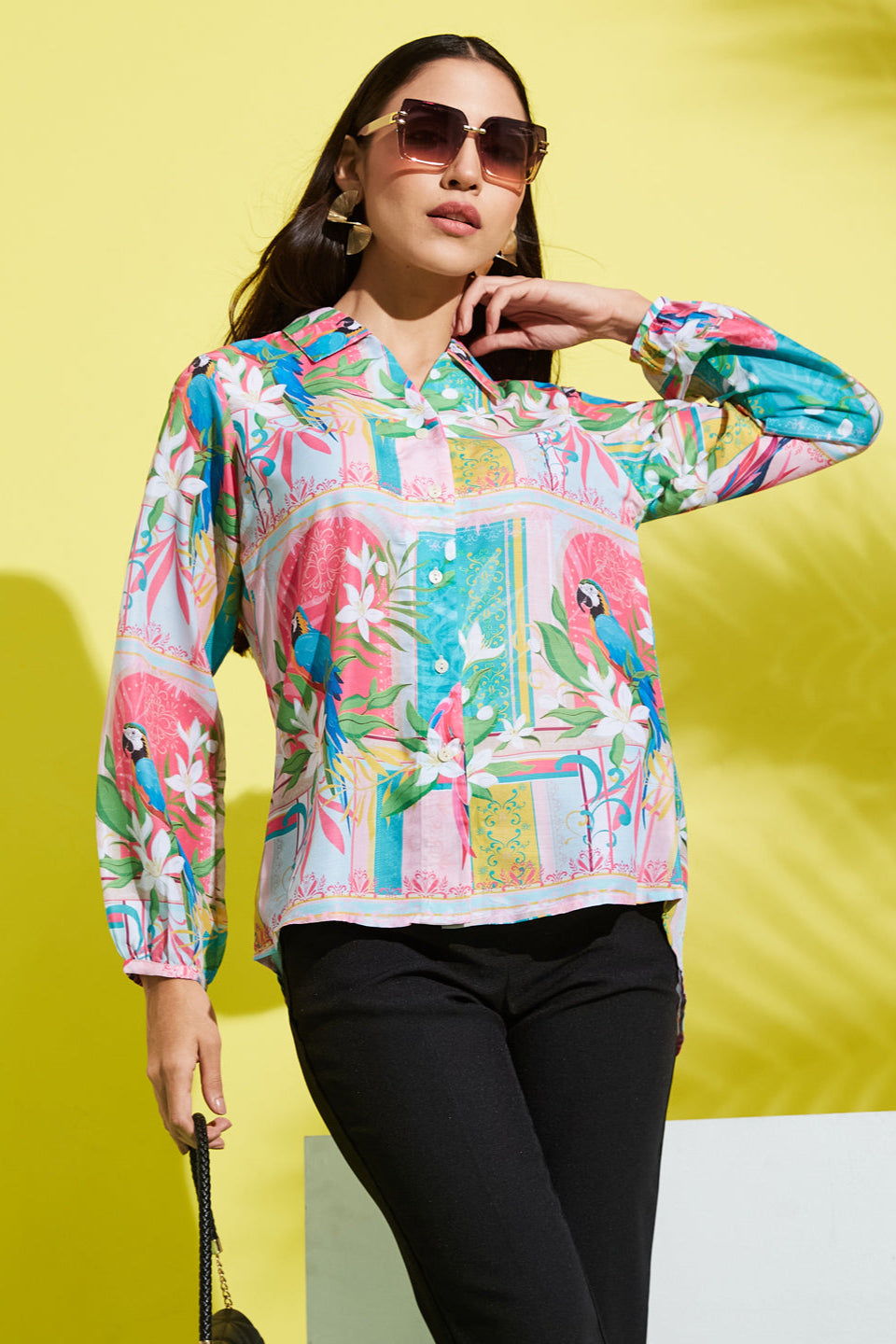 Tropical Printed Muslin Cotton Shirt