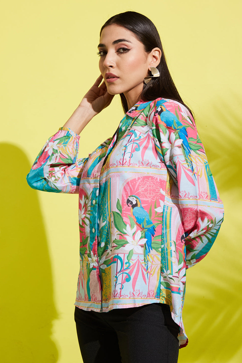 Tropical Printed Muslin Cotton Shirt