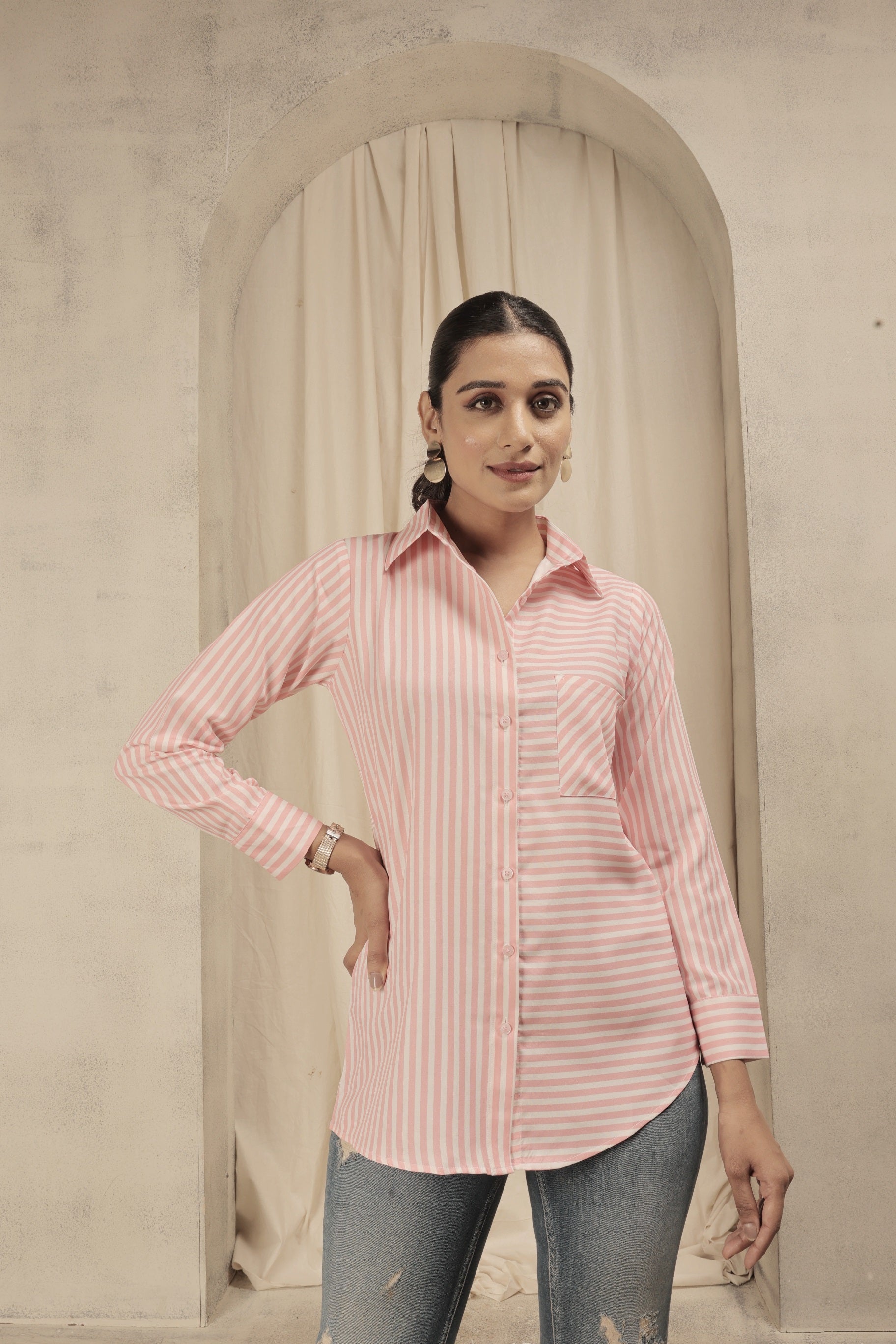 Striped Asymmetric Shirt