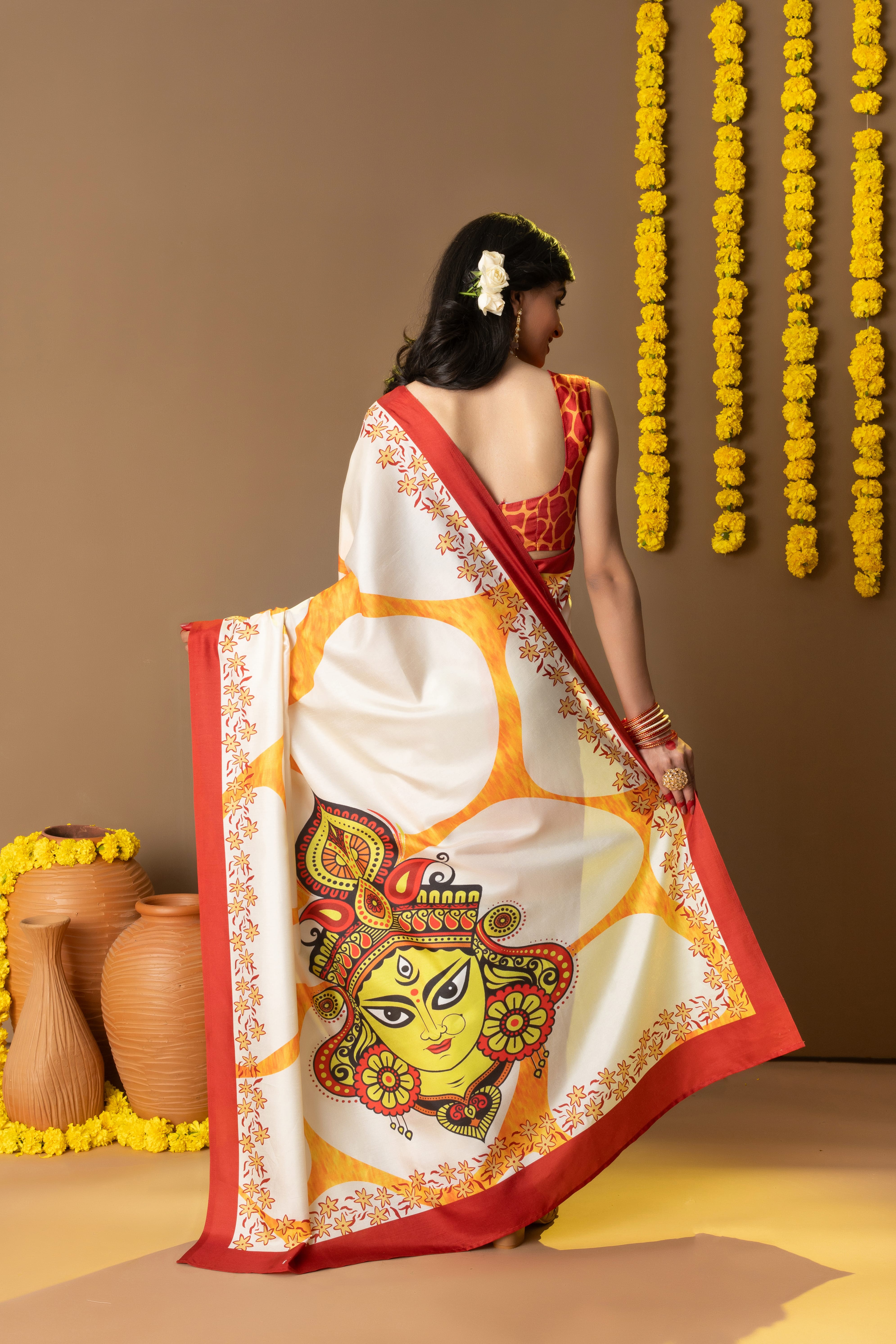 Rachna Durga Meize Prints Dola Silk Saree