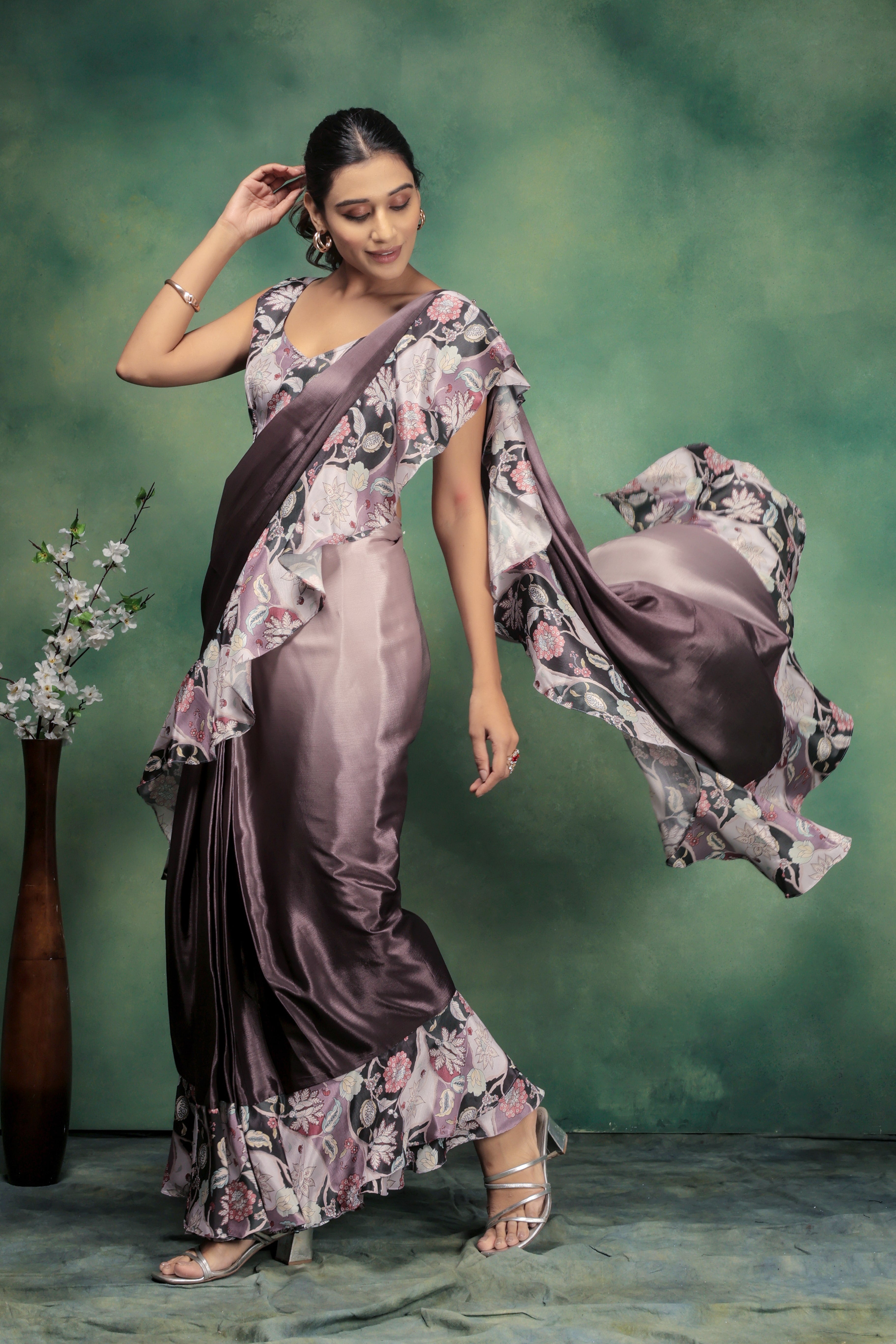 Digital Ombre Printed Frill  Saree