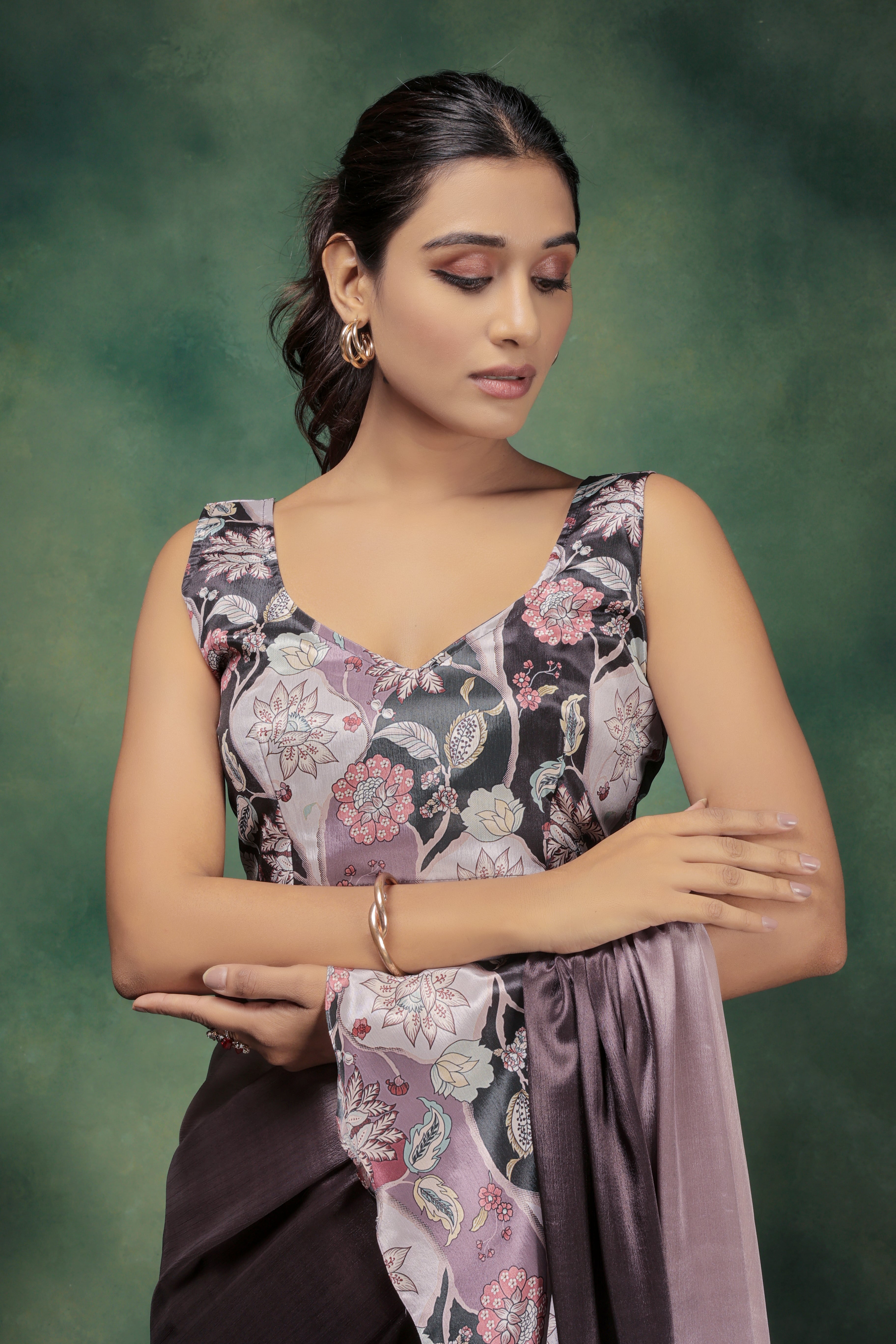 Digital Ombre Printed Frill  Saree