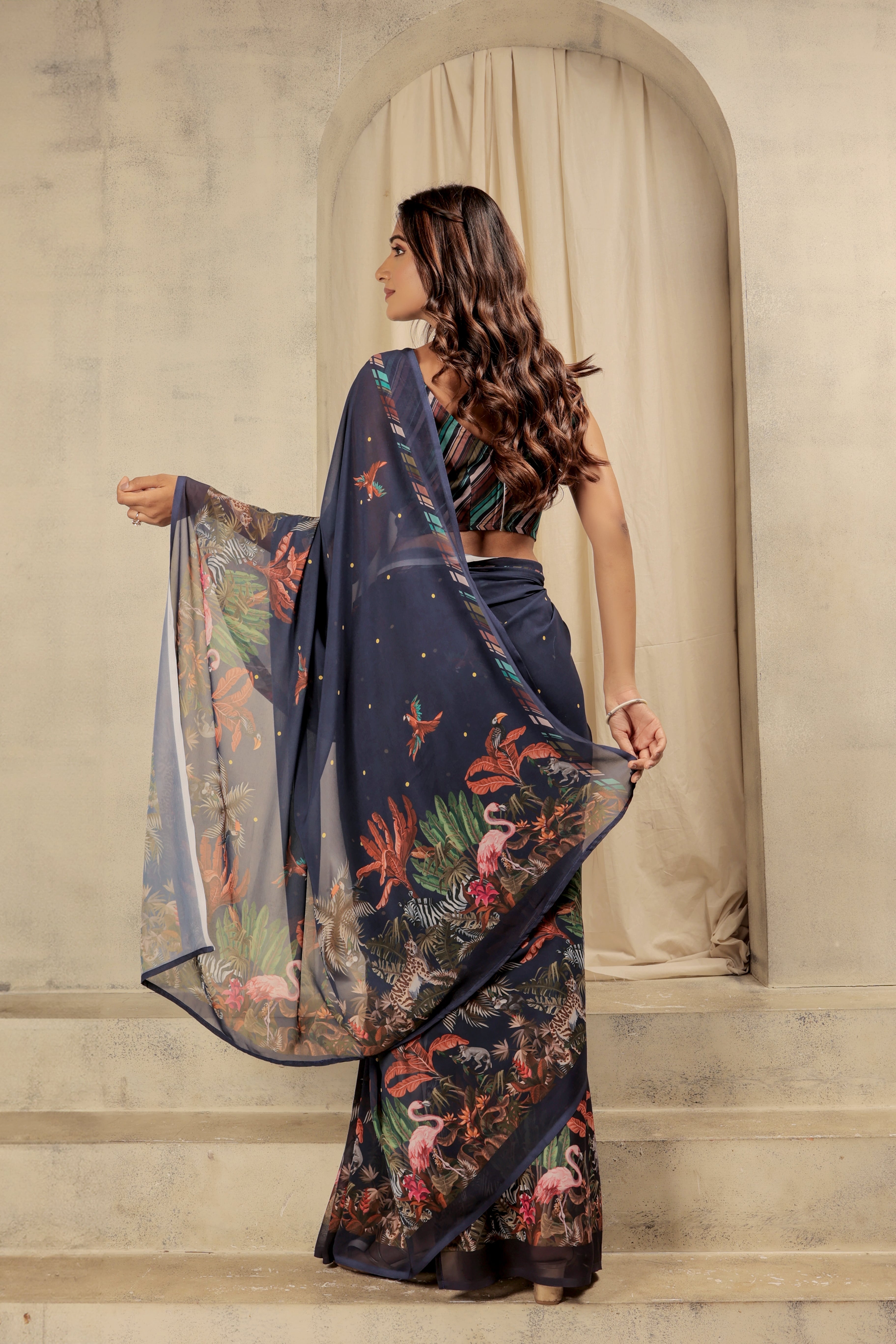Batik Printed Trendy Weightless Georgette Saree
