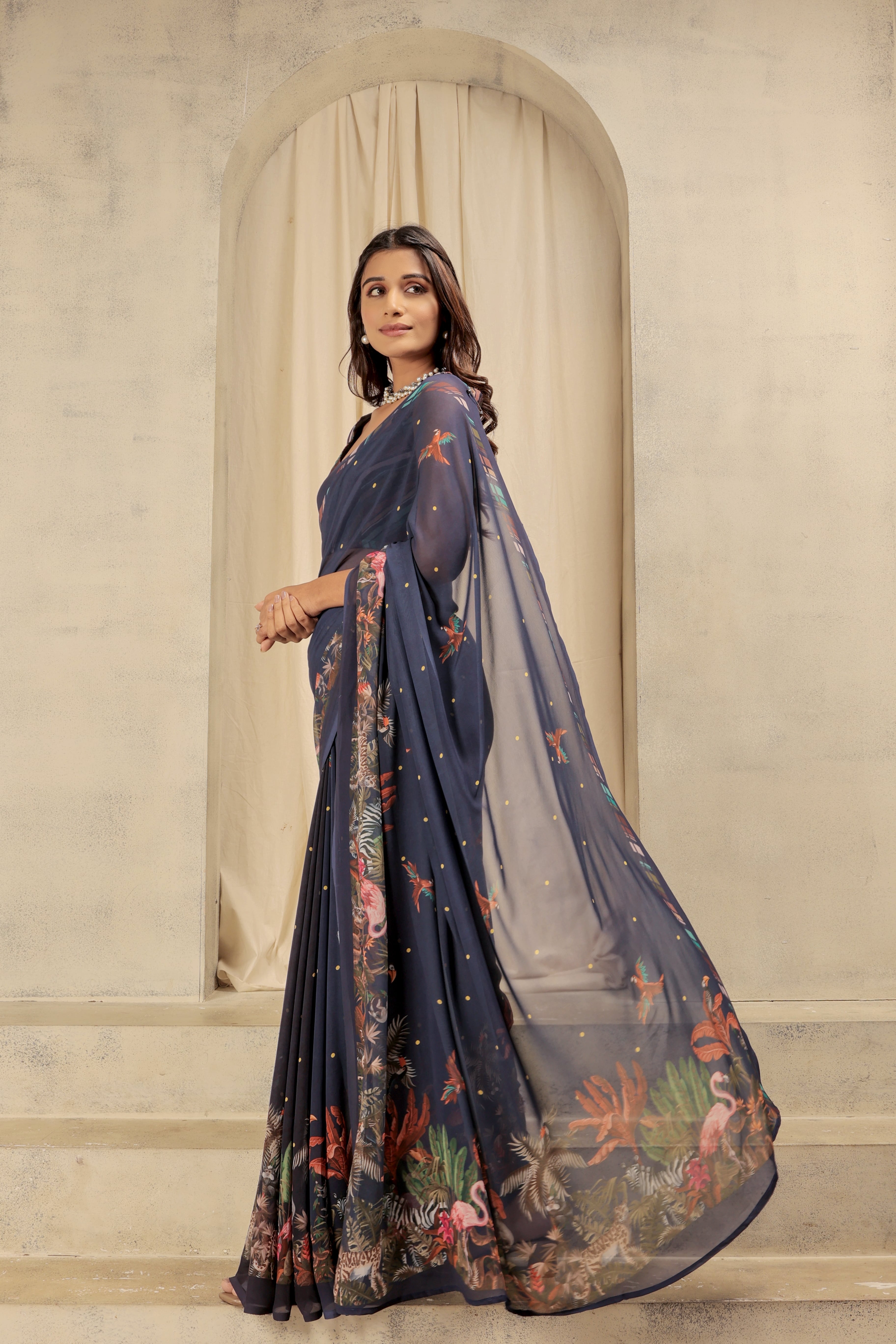 Batik Printed Trendy Weightless Georgette Saree