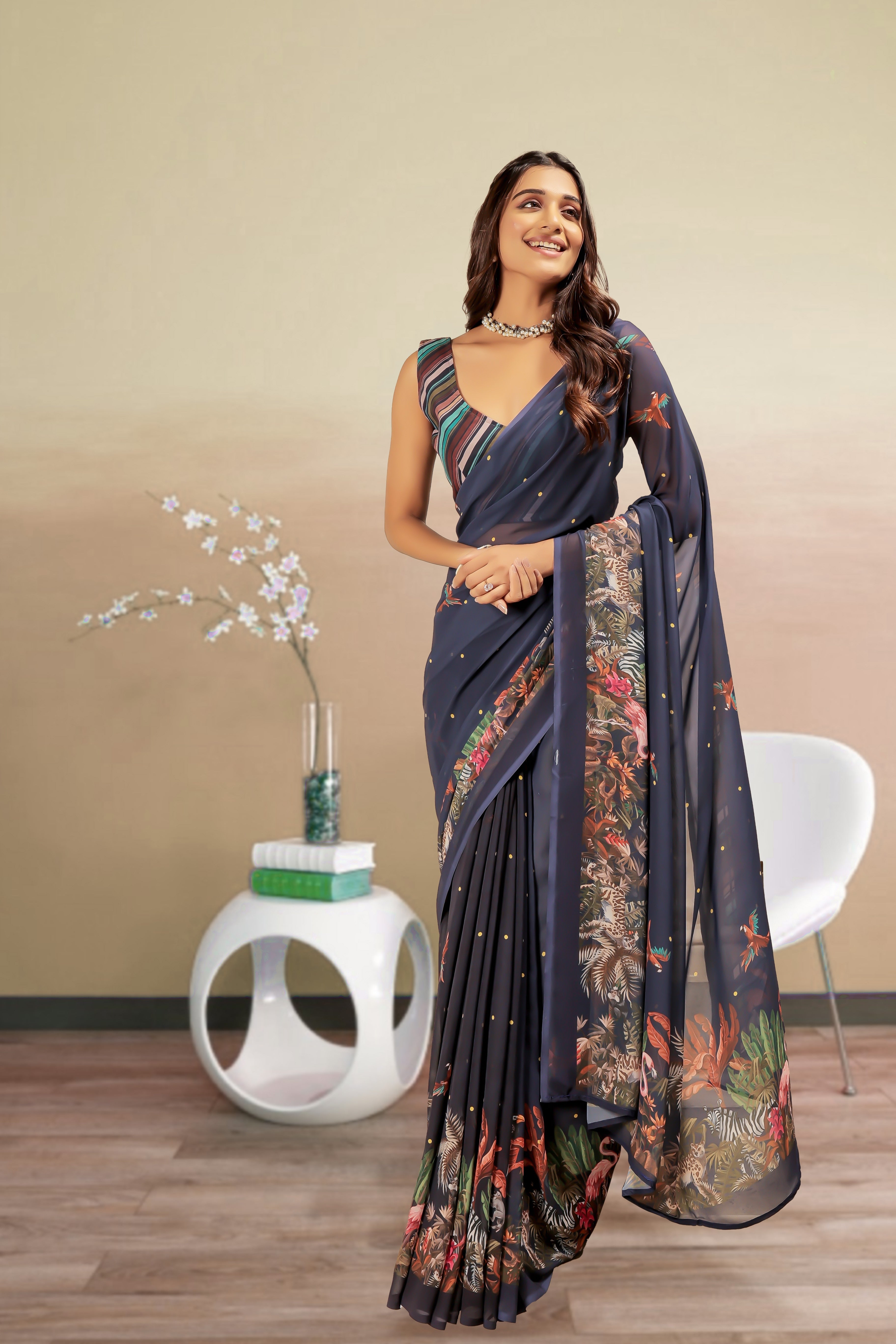 Batik Printed Trendy Weightless Georgette Saree