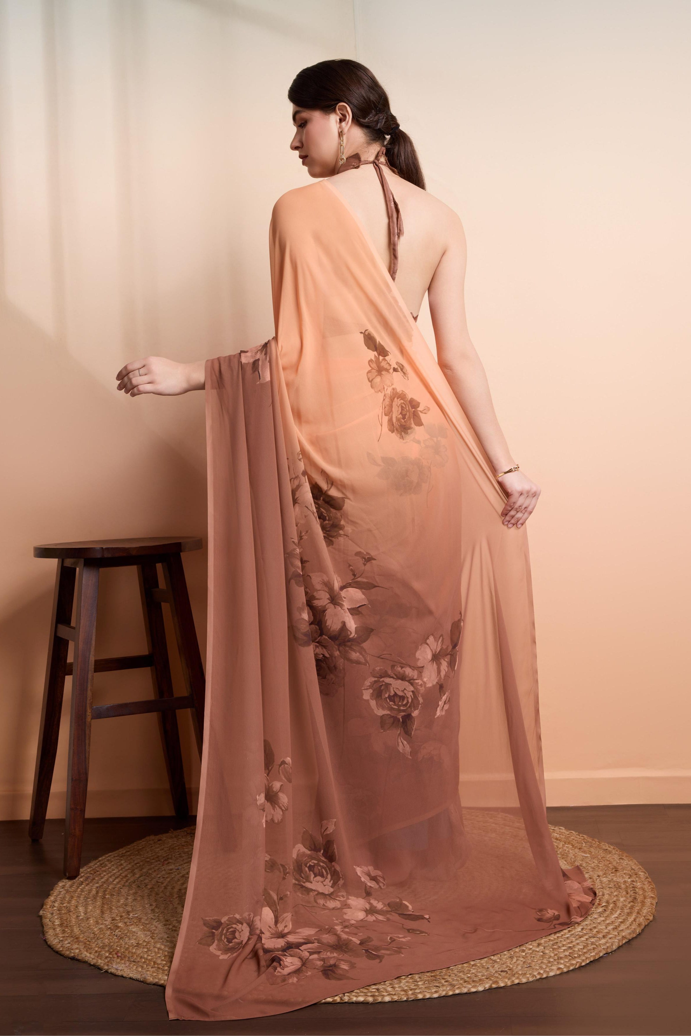 RACHNA Floral Pure Georgette  Ready to Wear Saree