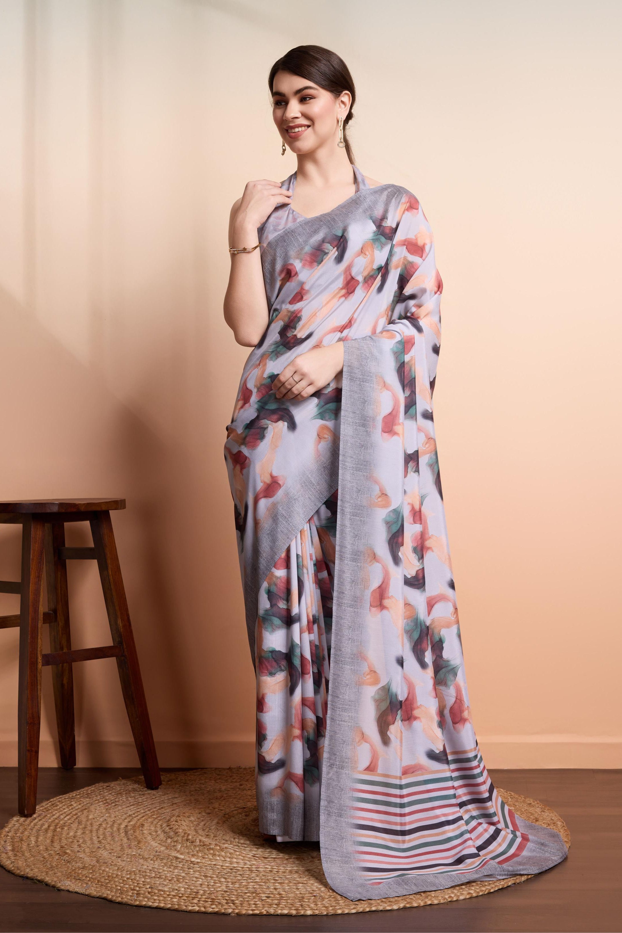 RACHNA Digital Abstract Printed Ready to Wear Saree