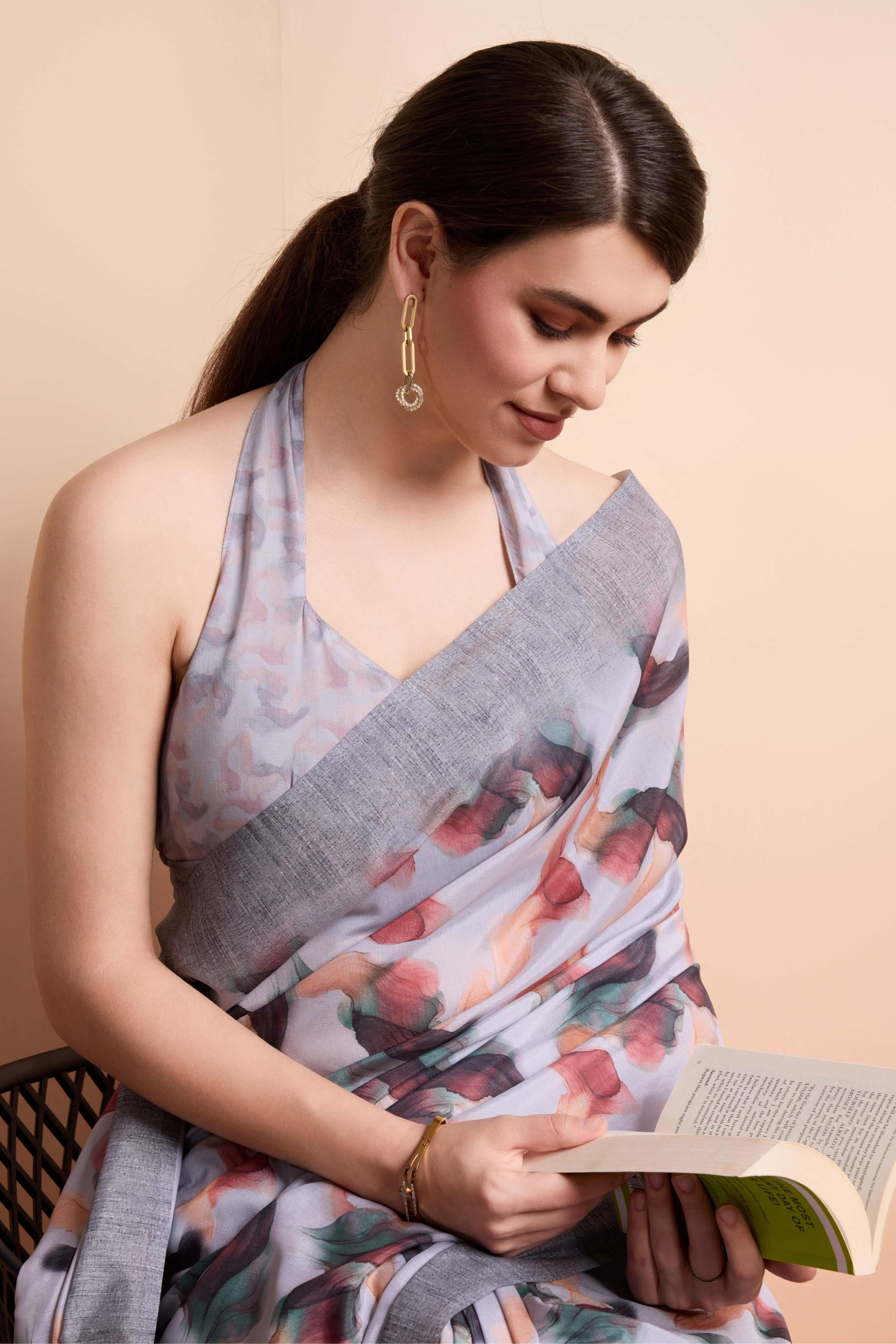 RACHNA Digital Abstract Printed Ready to Wear Saree