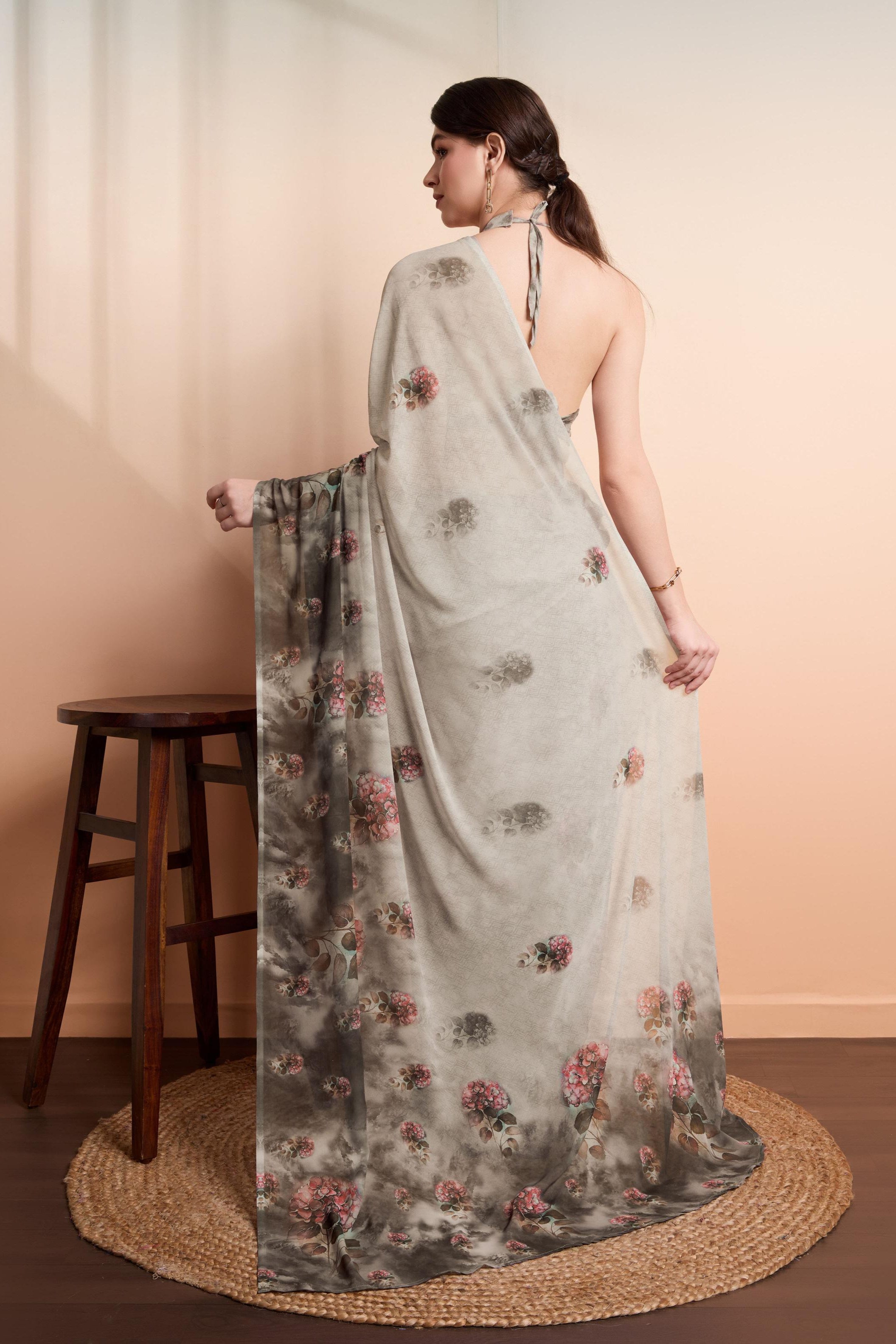 RACHNA Floral Pure Georgette  Ready to Wear Saree