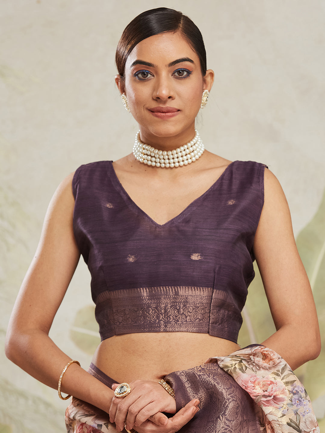 Digital Printed Woven Design Cream Banarasi Silk Saree with Zari Border