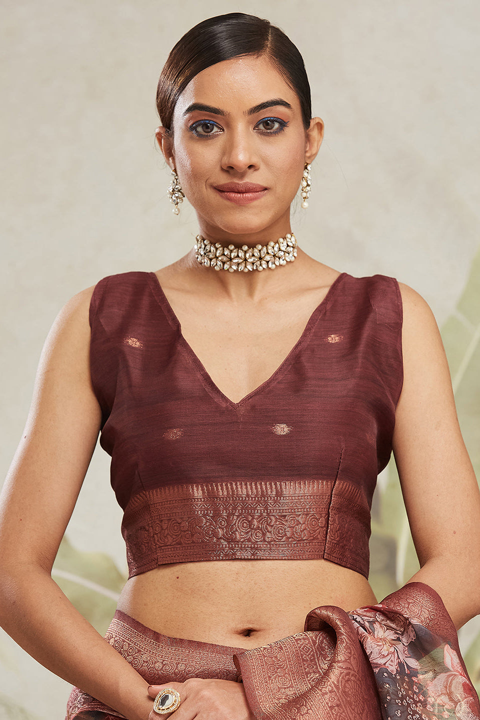 Digital Printed Woven Design Maroon Banarasi Silk Saree with Zari Border