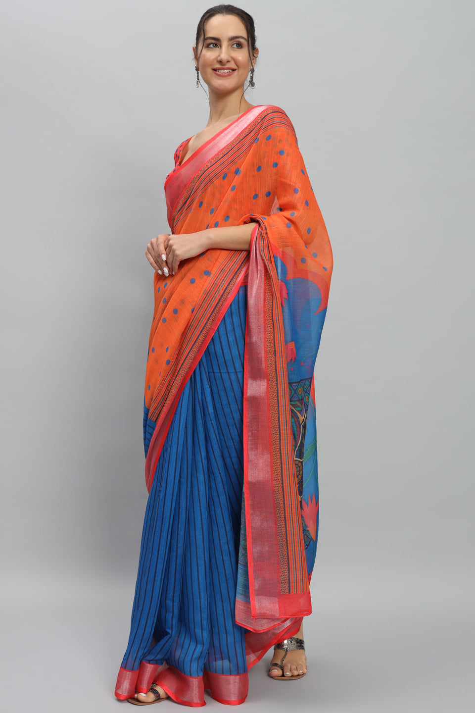 DIGITAL MURAL WALL ART PRINTED SAREE