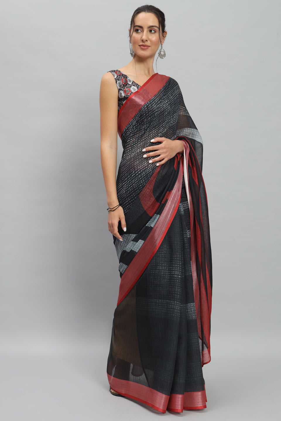 PURE DIGITAL ABSTRACT STRIPED SAREE