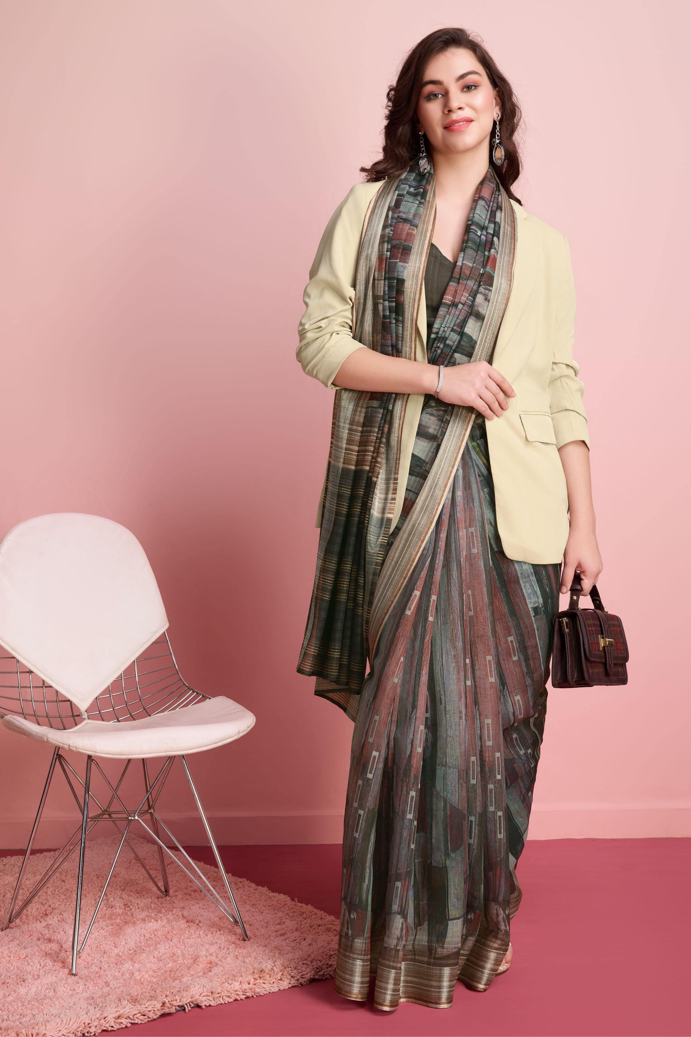 RACHNA Abstract Printed  Saree