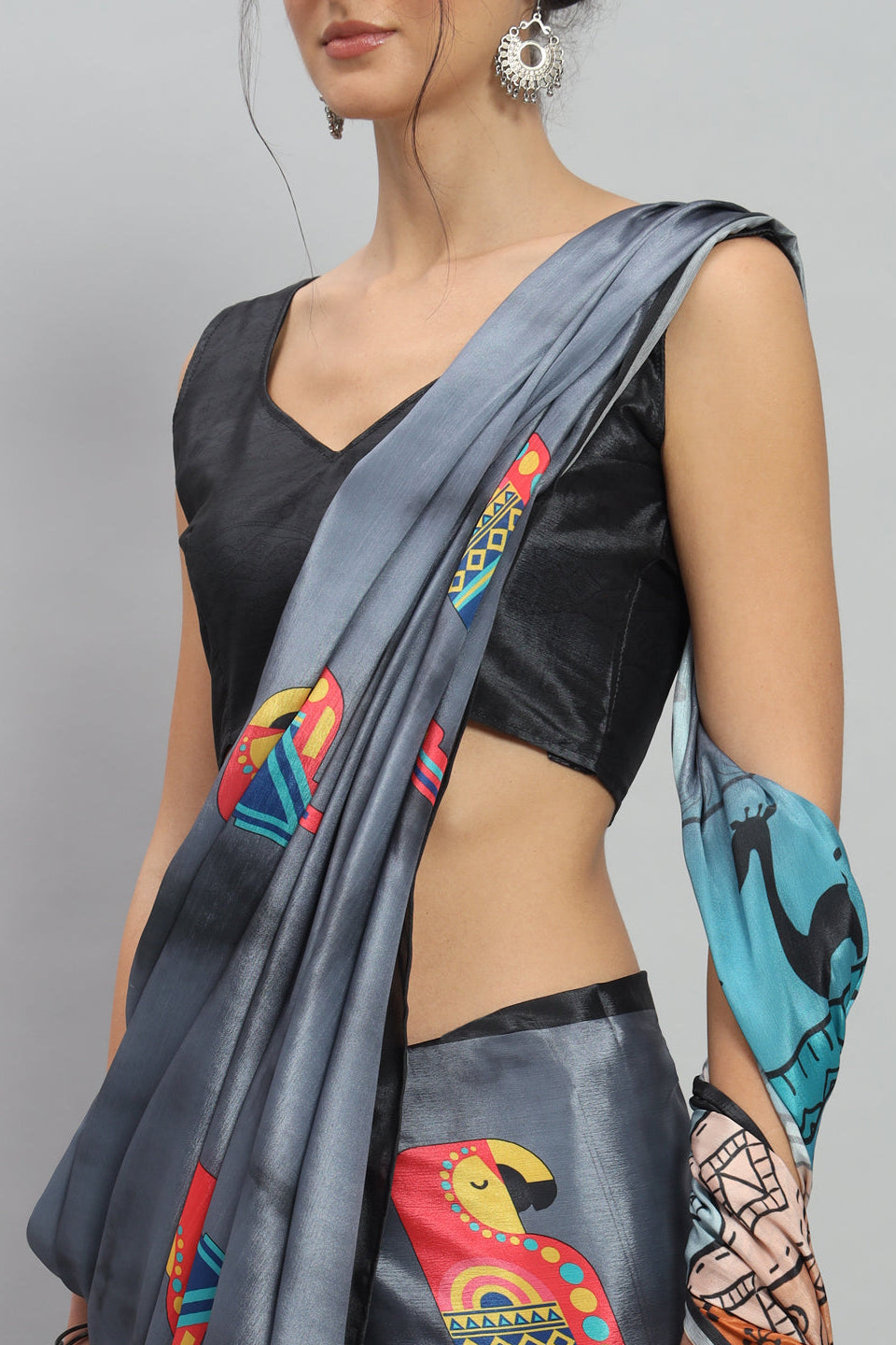 PURE DIGITAL PARROT MOTIFS SAREE