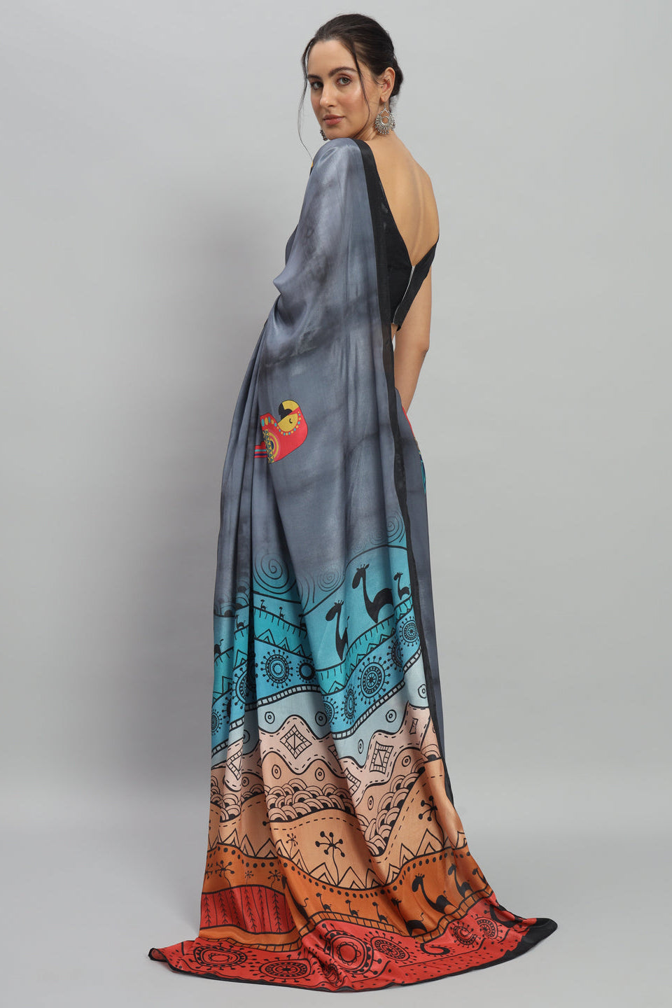 PURE DIGITAL PARROT MOTIFS SAREE