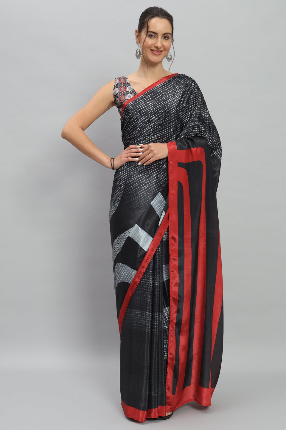 PURE DIGITAL ABSTRACT STRIPED SAREE