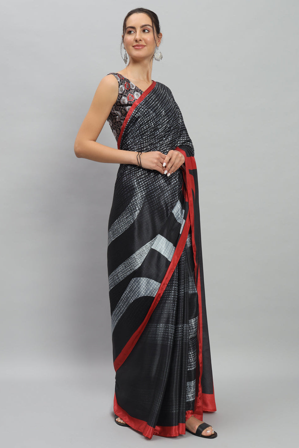 PURE DIGITAL ABSTRACT STRIPED SAREE