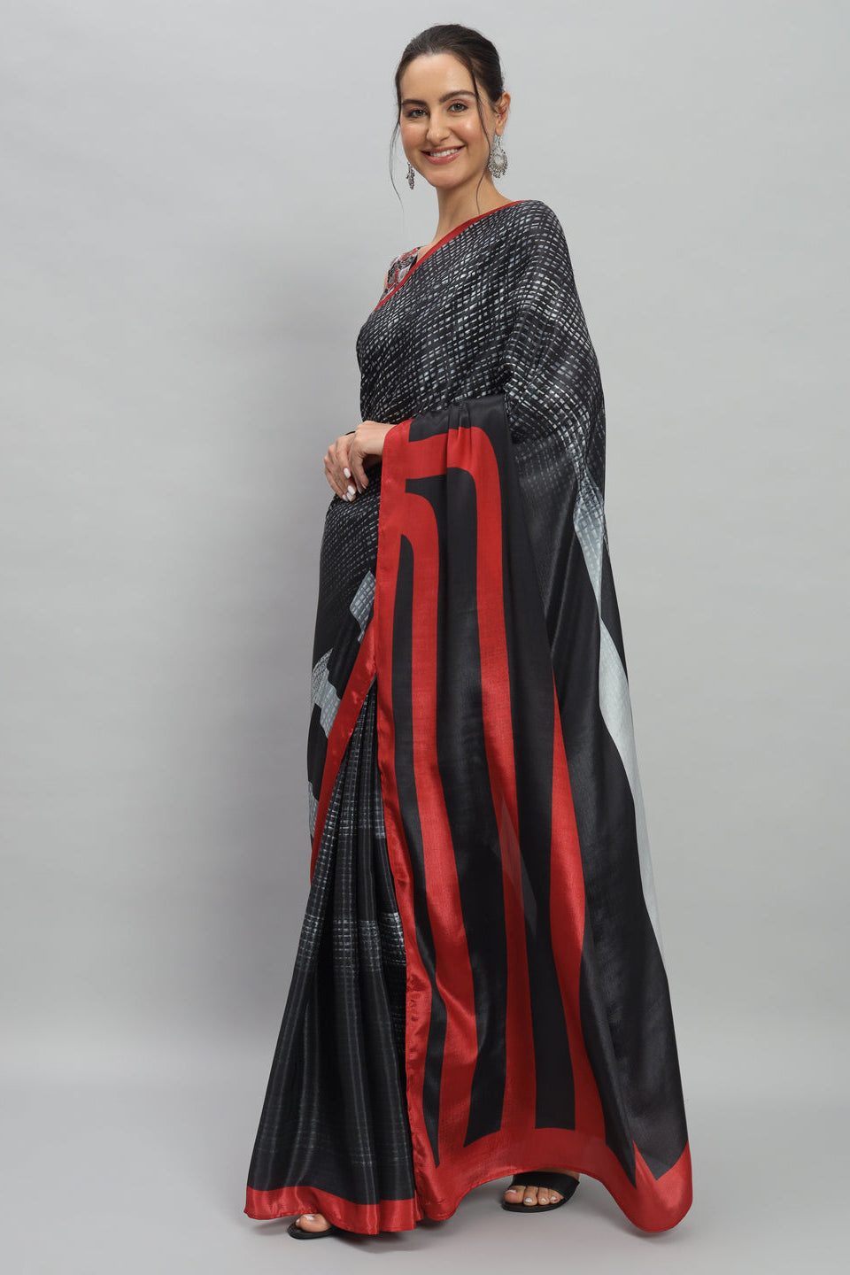 PURE DIGITAL ABSTRACT STRIPED SAREE