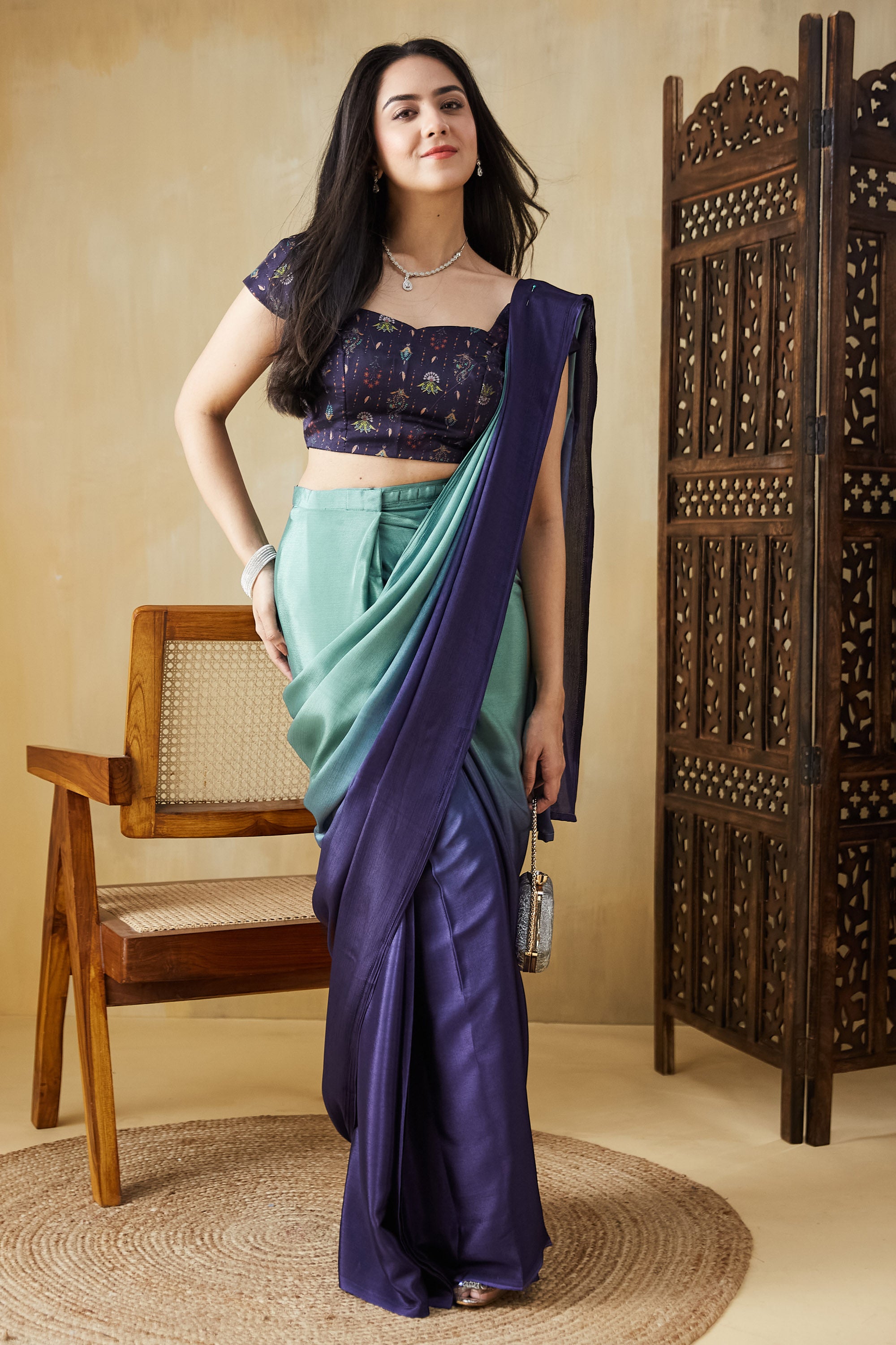 Ombre Ready to wear Ramaviolet Saree