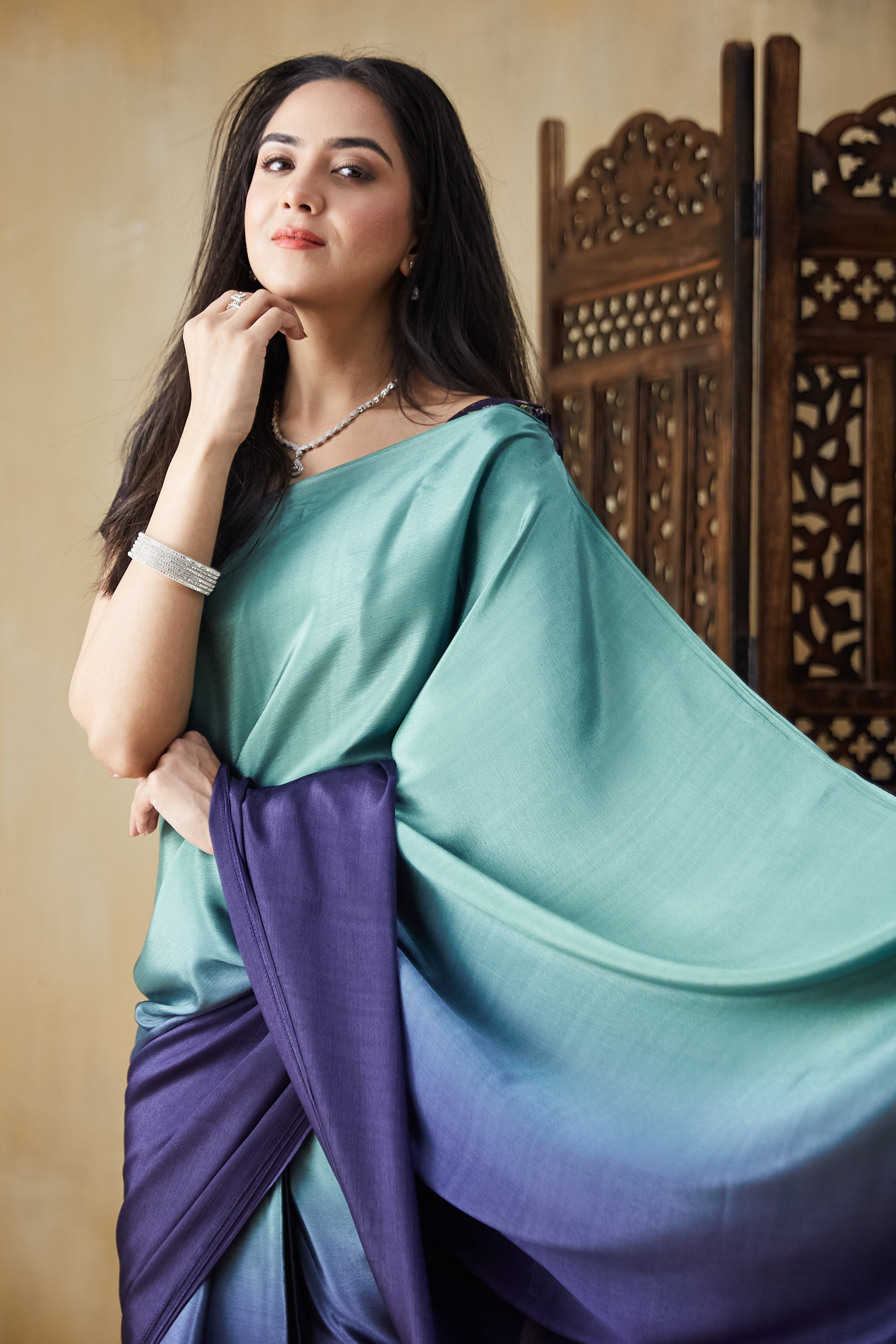 Ombre Ready to wear Ramaviolet Saree