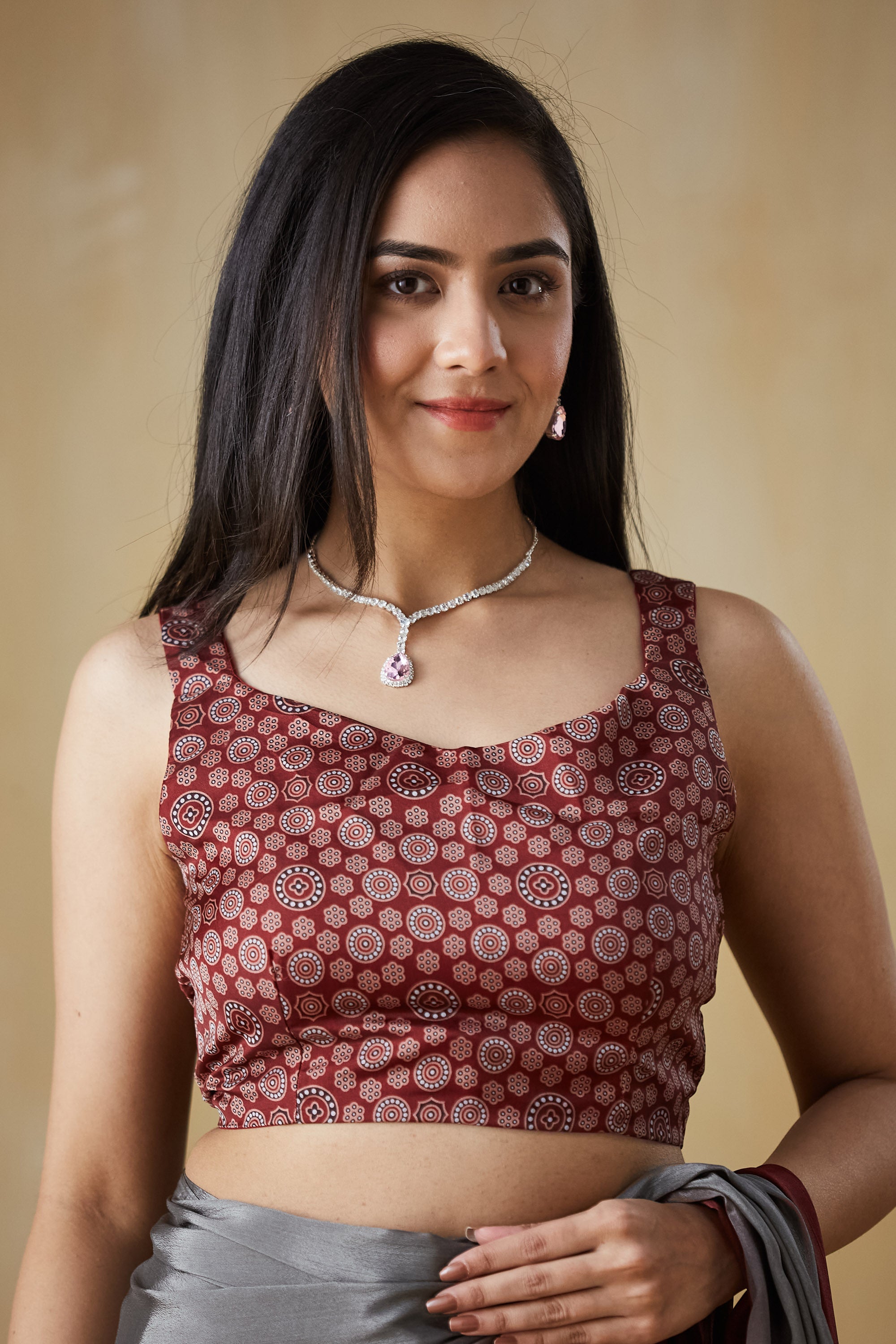 Ombre Ready to wear Maroongrey Saree