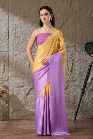Lavender Ombre Solid Satin Ready to Wear Saree