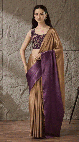 Purple Ombre Dyed Satin Ready to Wear Saree