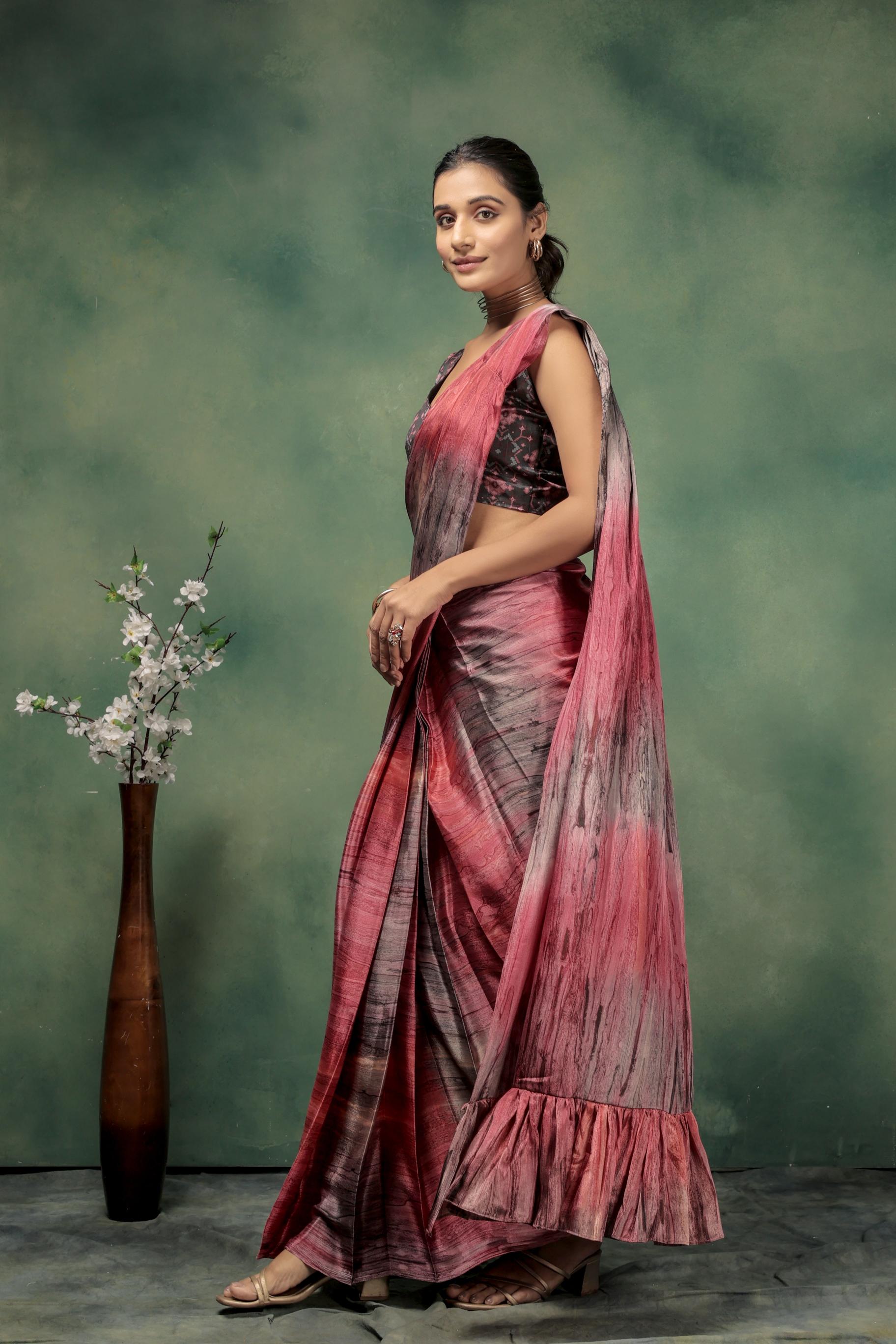 Prism Prestitched Frill Pallu Ready To Wear Saree