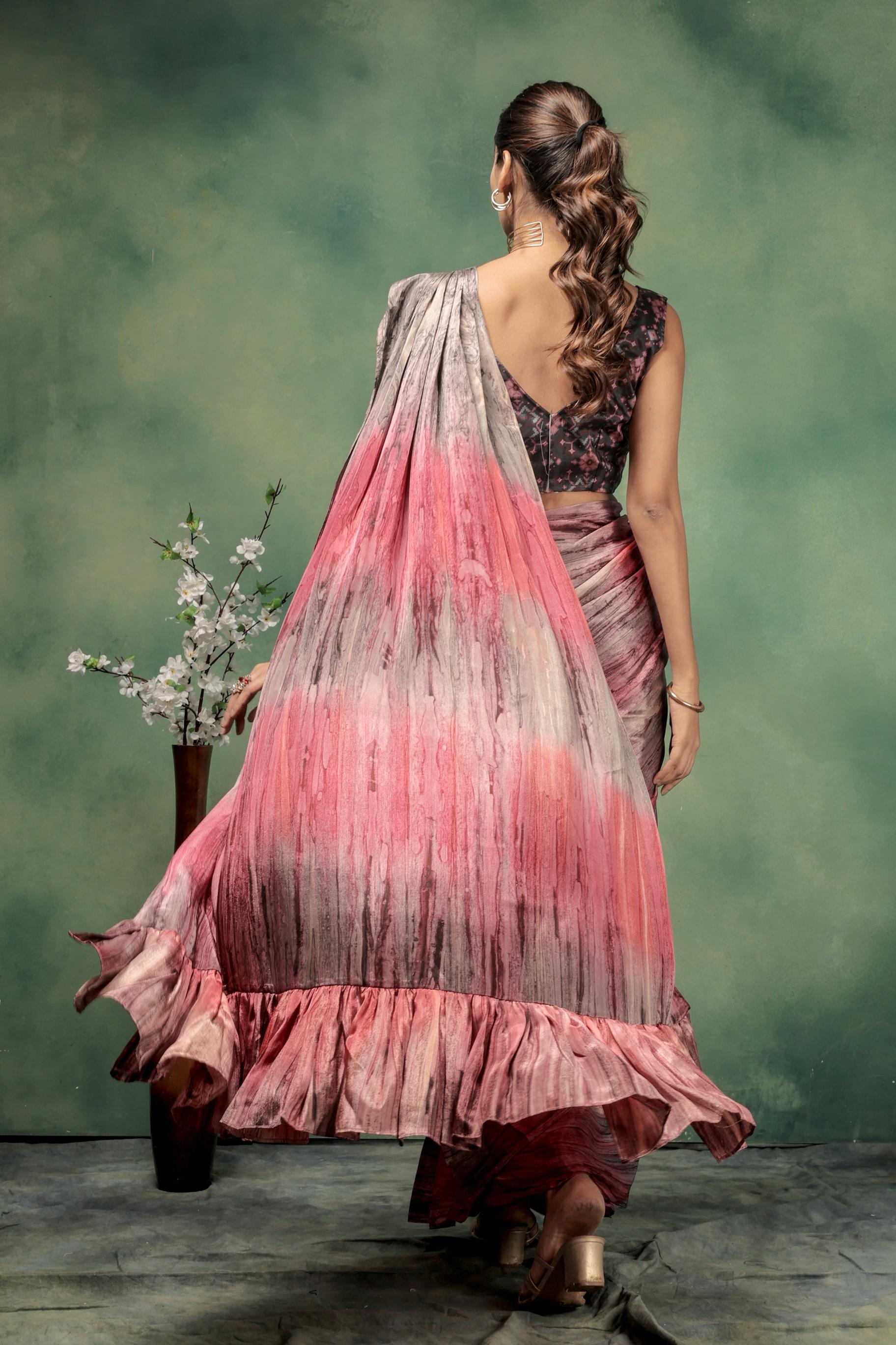 Prism Prestitched Frill Pallu Ready To Wear Saree