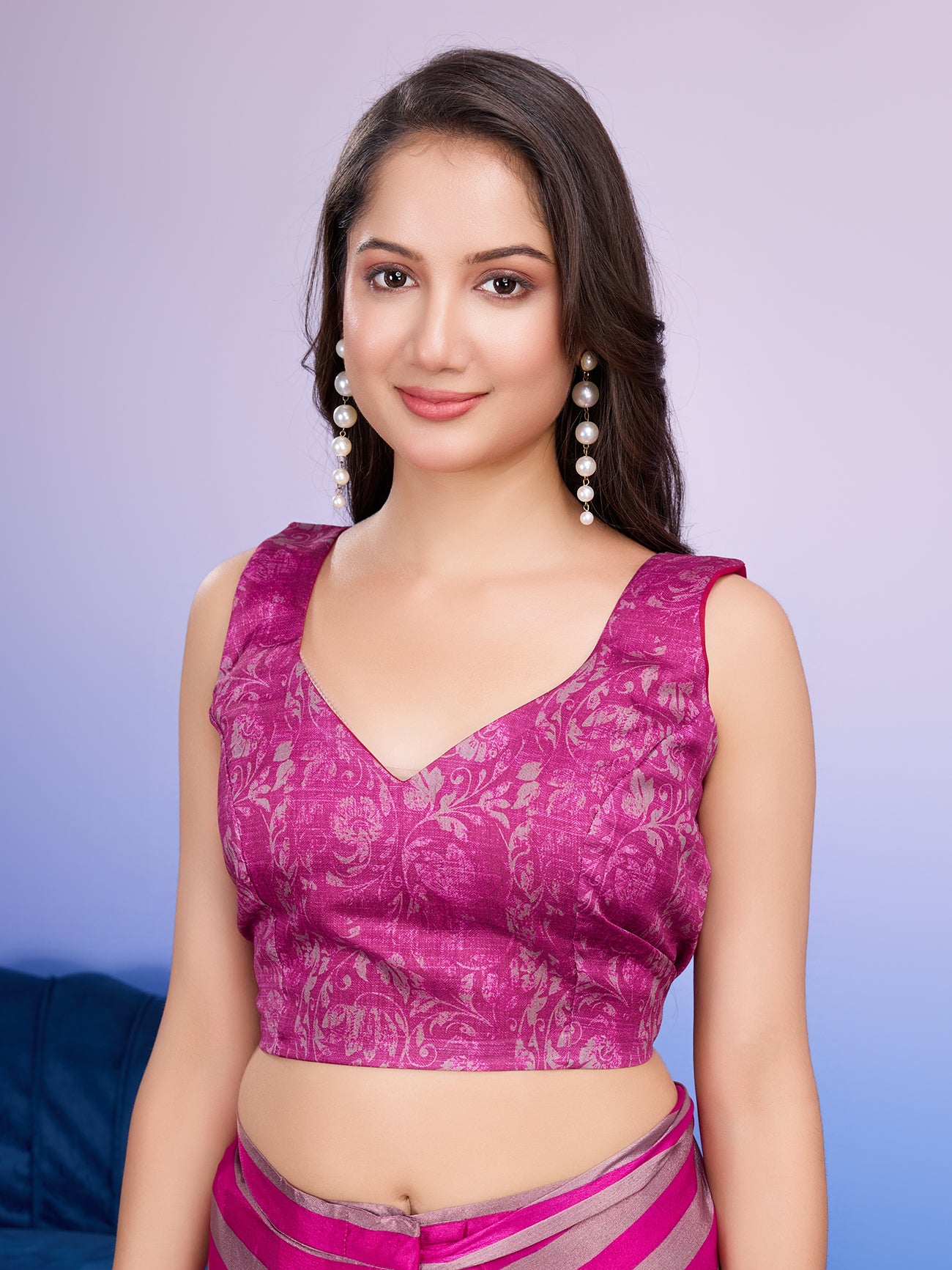 Partywear Stripes Ready to Wear Pink Saree