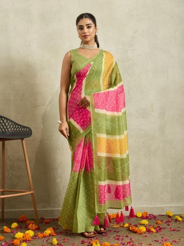 Black Floral Printed Cotton Blend Party Wear Saree