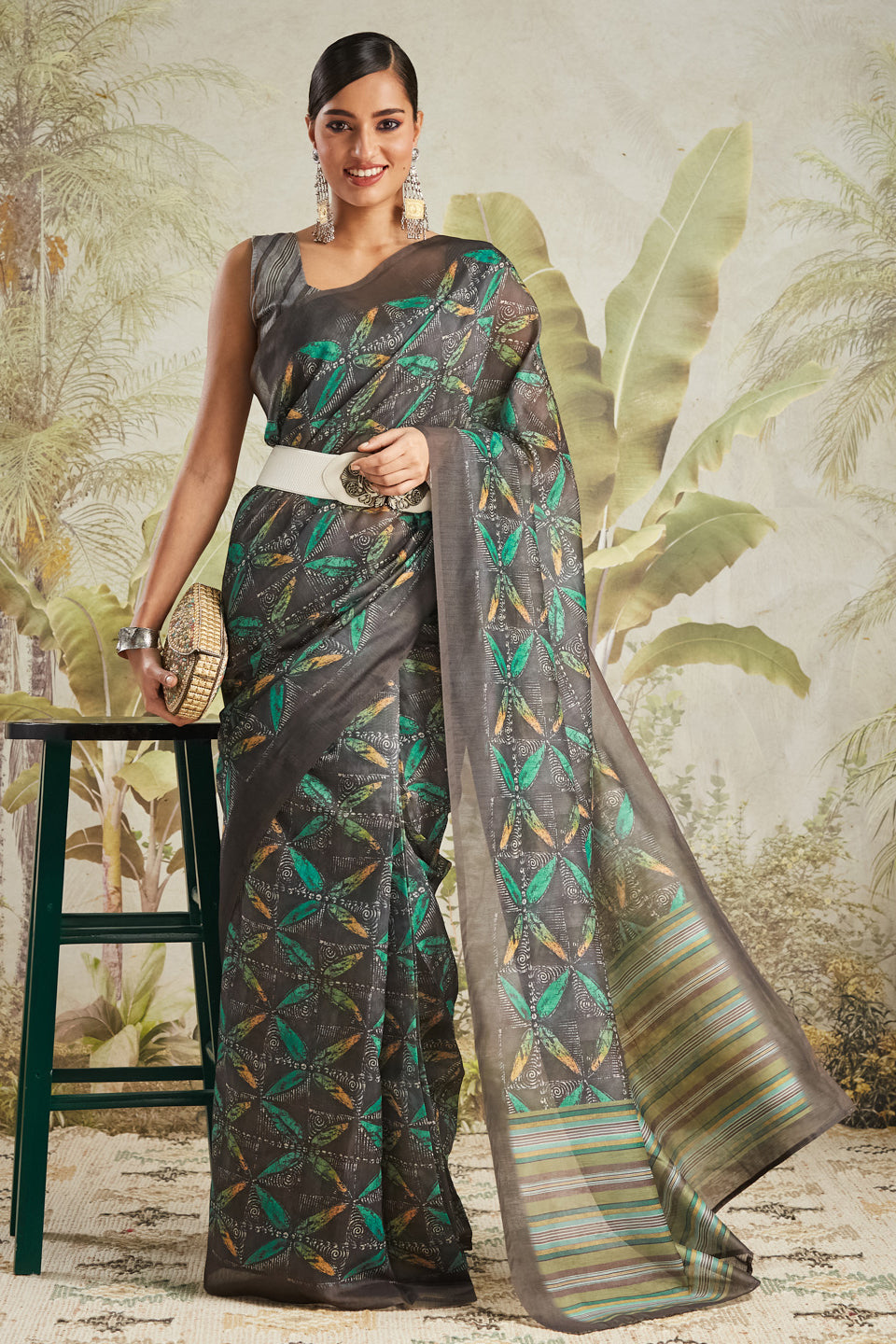 Batik Prints Chanderi Cotton Ready To Wear Saree