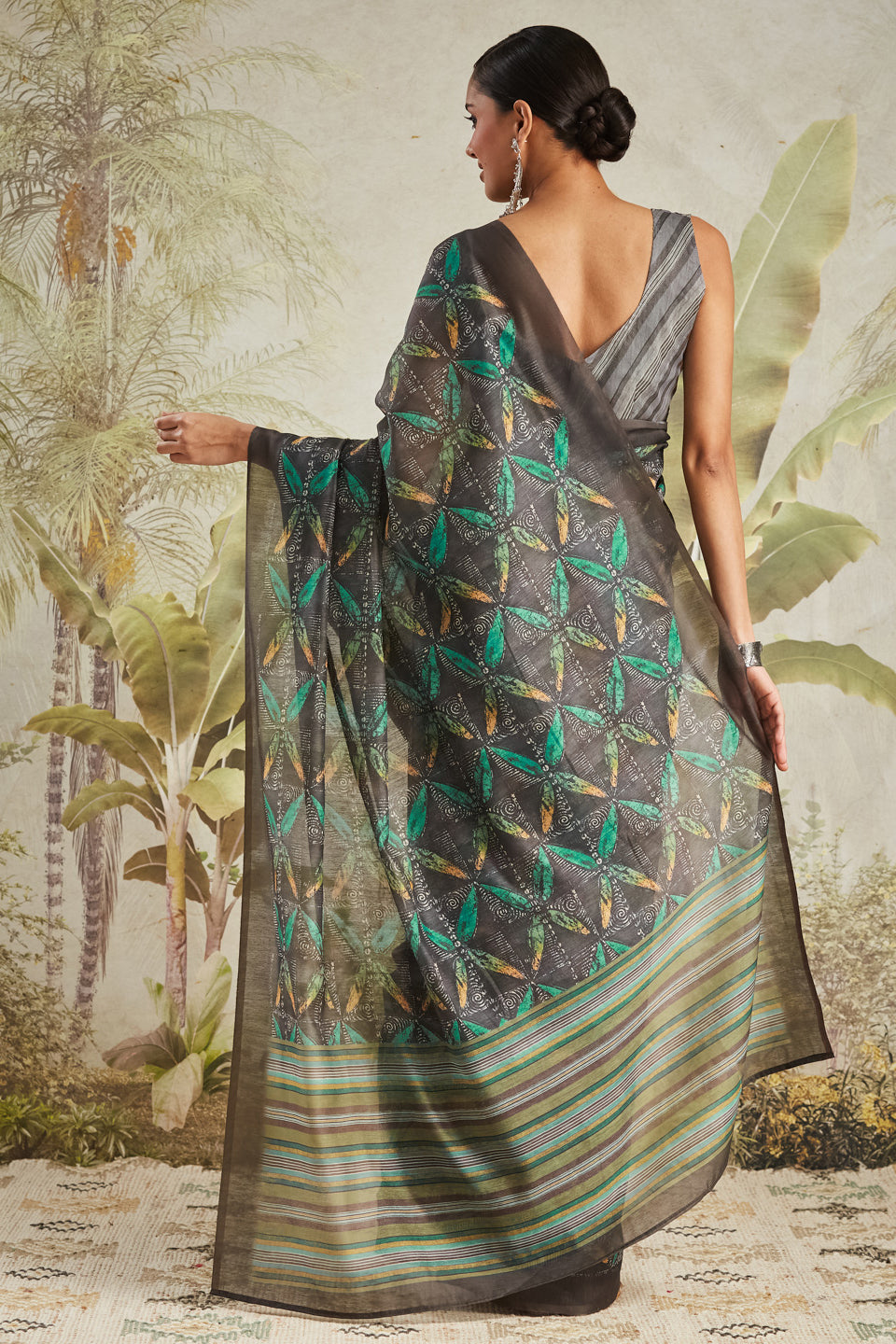 Batik Prints Chanderi Cotton Ready To Wear Saree