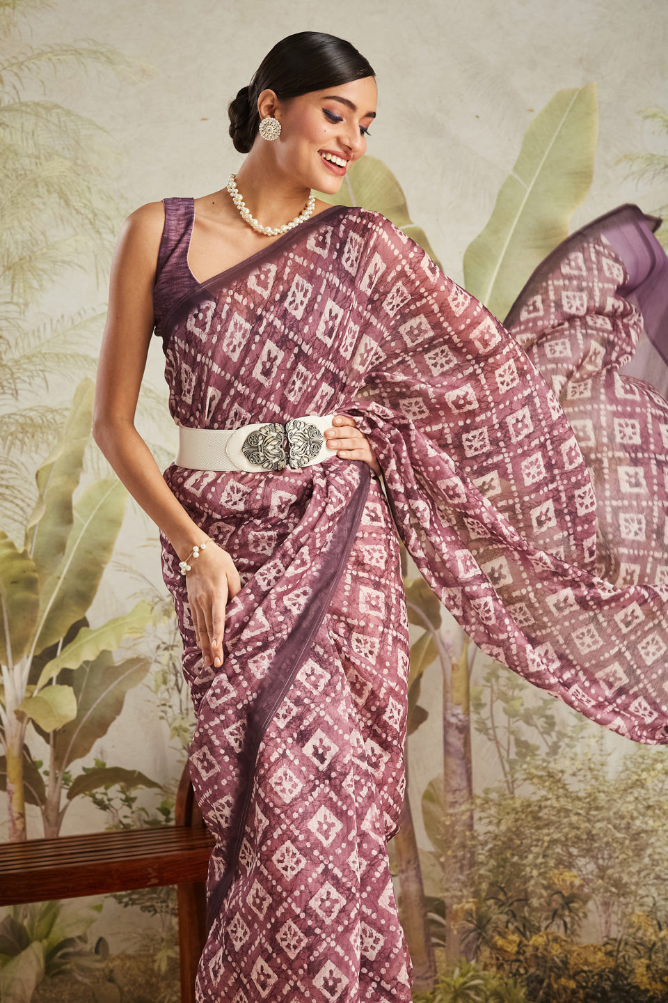 Checks-Polka Prints Ready To Wear Saree