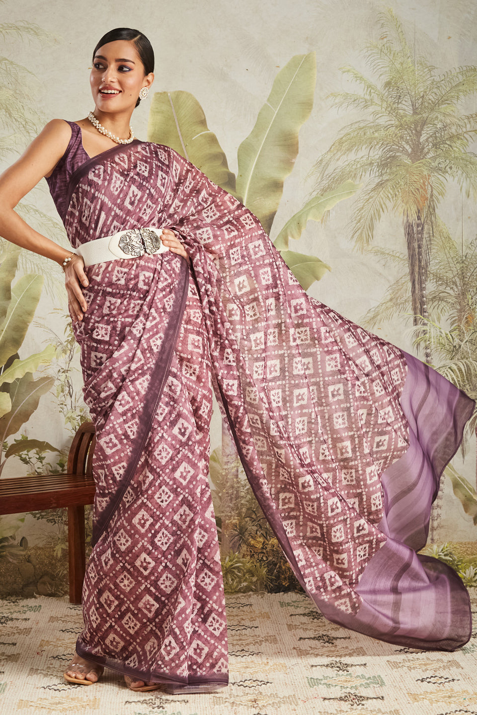 Checks-Polka Prints Ready To Wear Saree