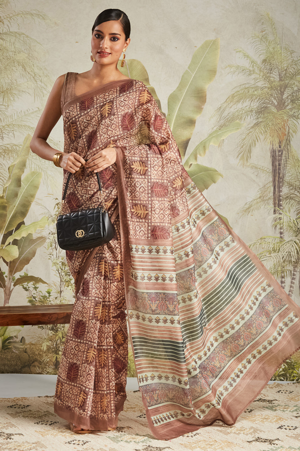 Batik Printed Chanderi Cotton Ready To Wear Saree