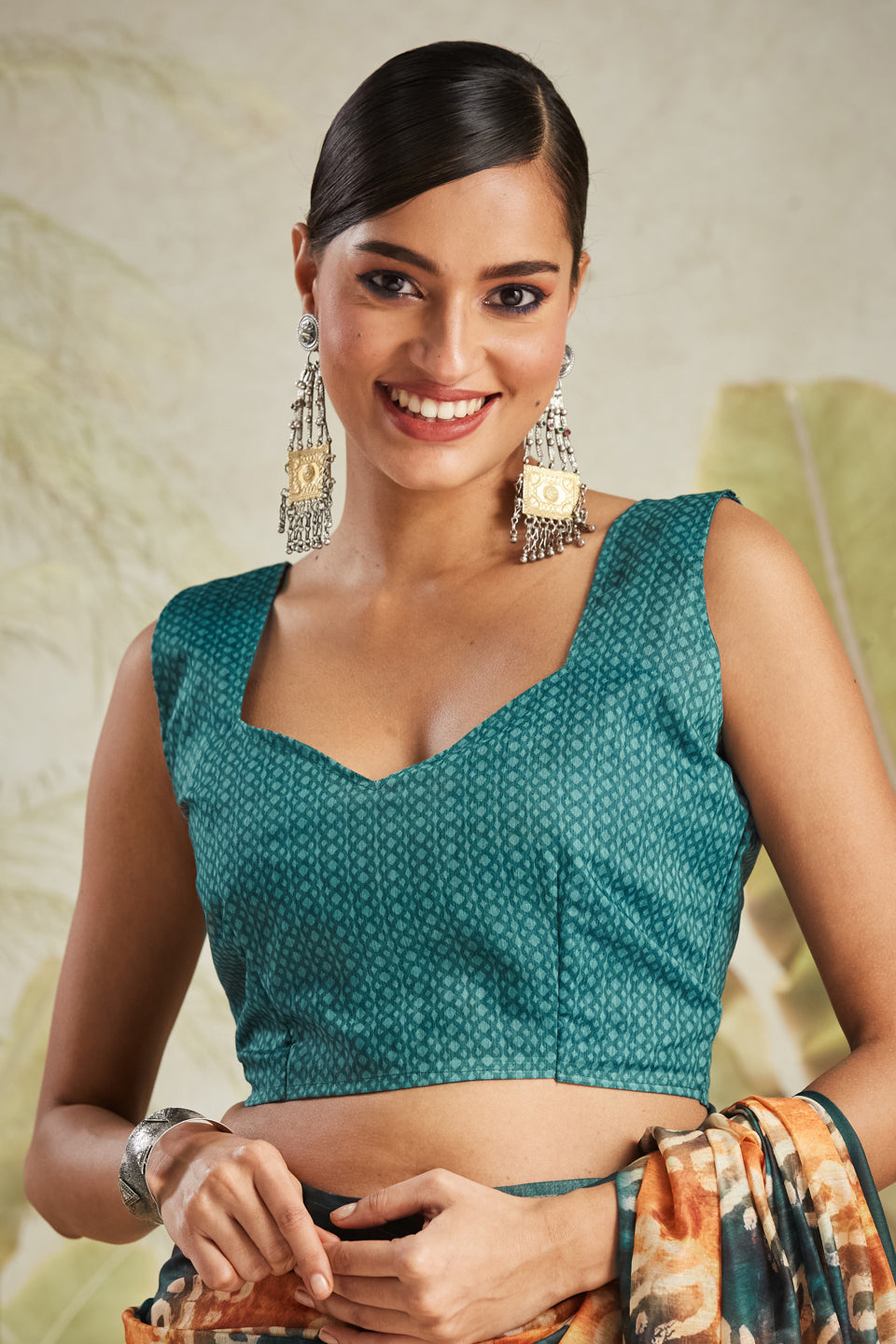 Abstract Printed Chanderi Cotton Ready To Wear Saree