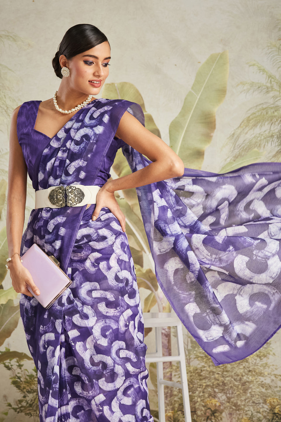 Batik Art Printed Chanderi Cotton Ready To Wear Saree