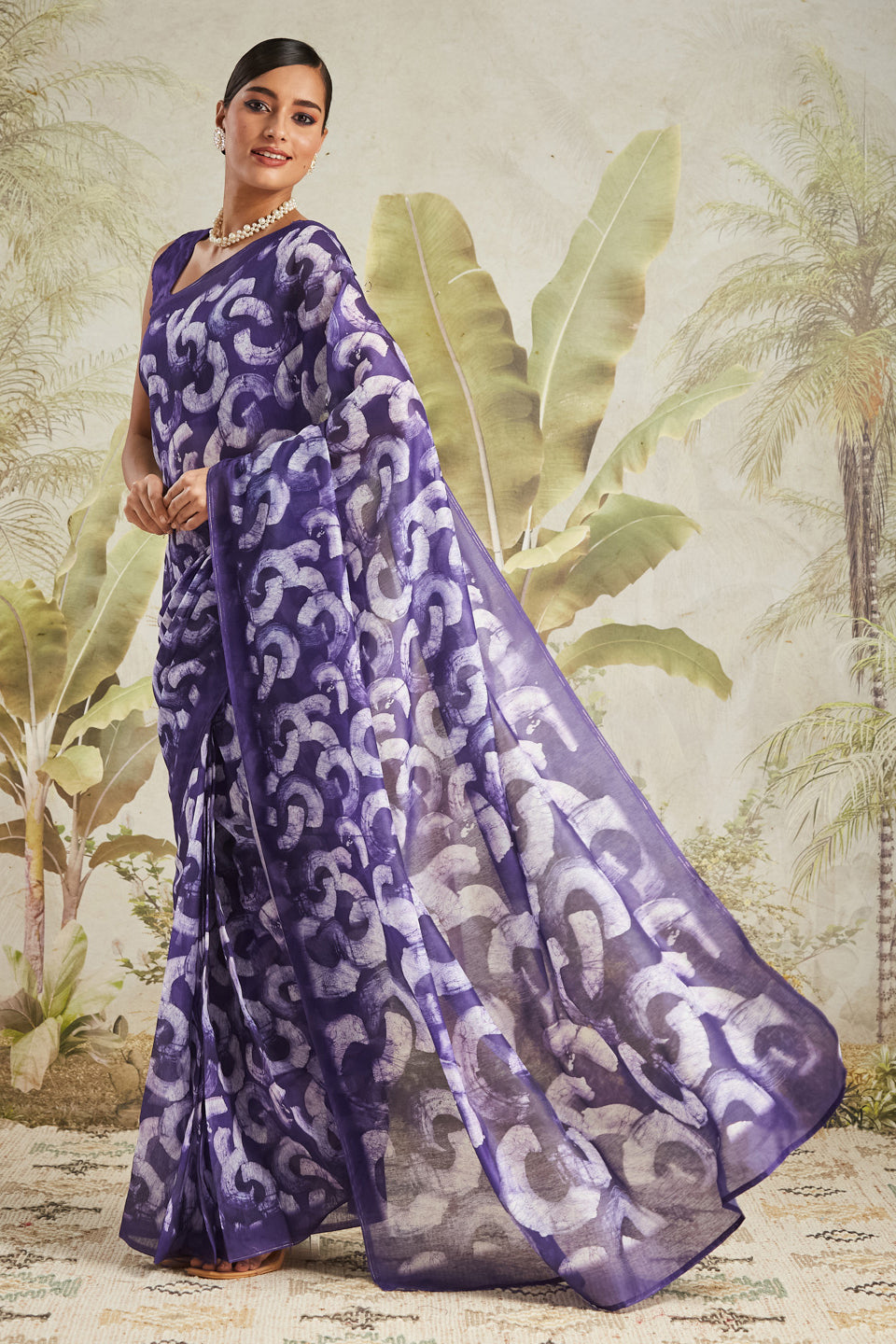 Batik Art Printed Chanderi Cotton Ready To Wear Saree