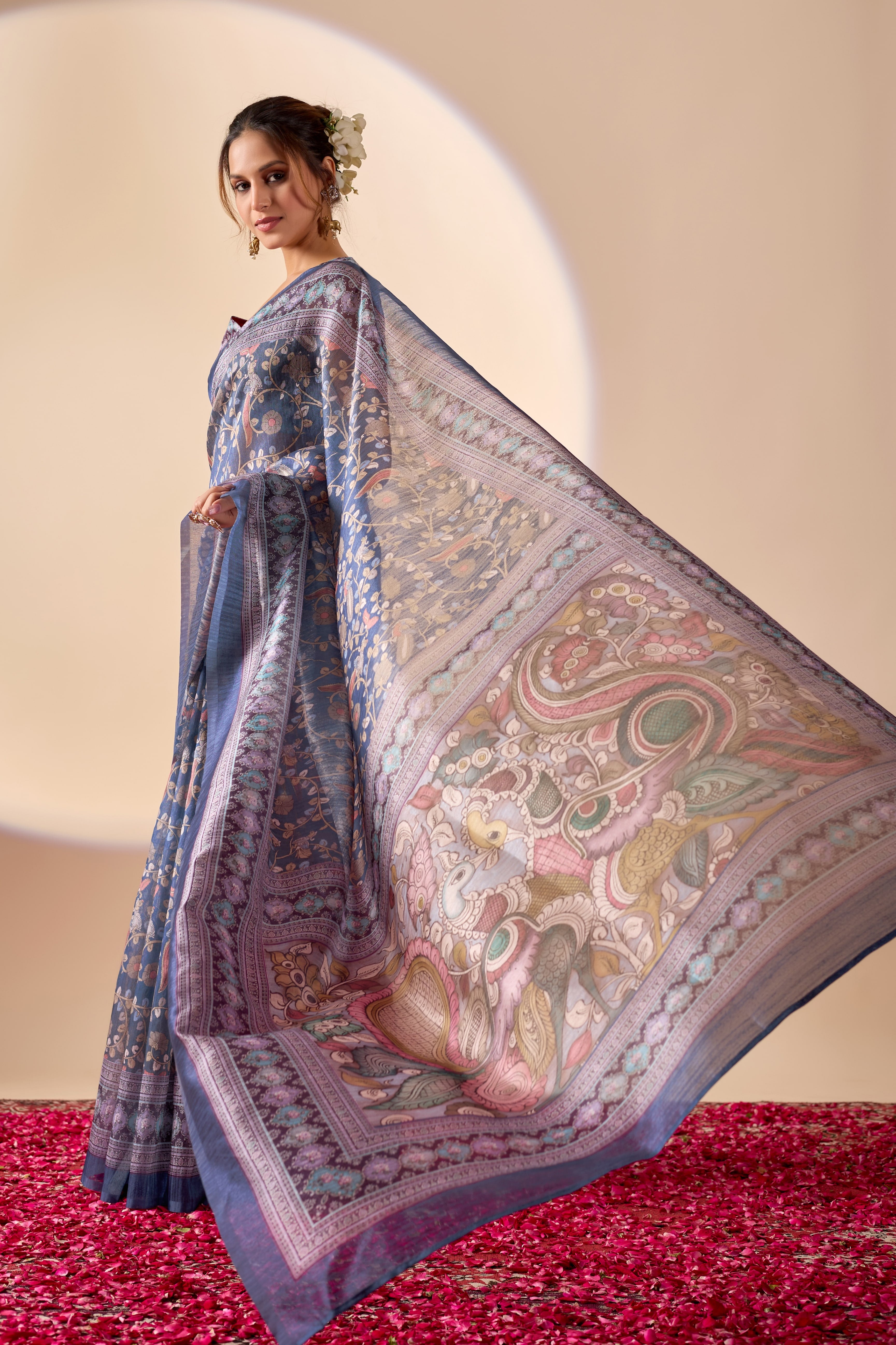 Multi Color Poly Cotton Ready Wear Saree