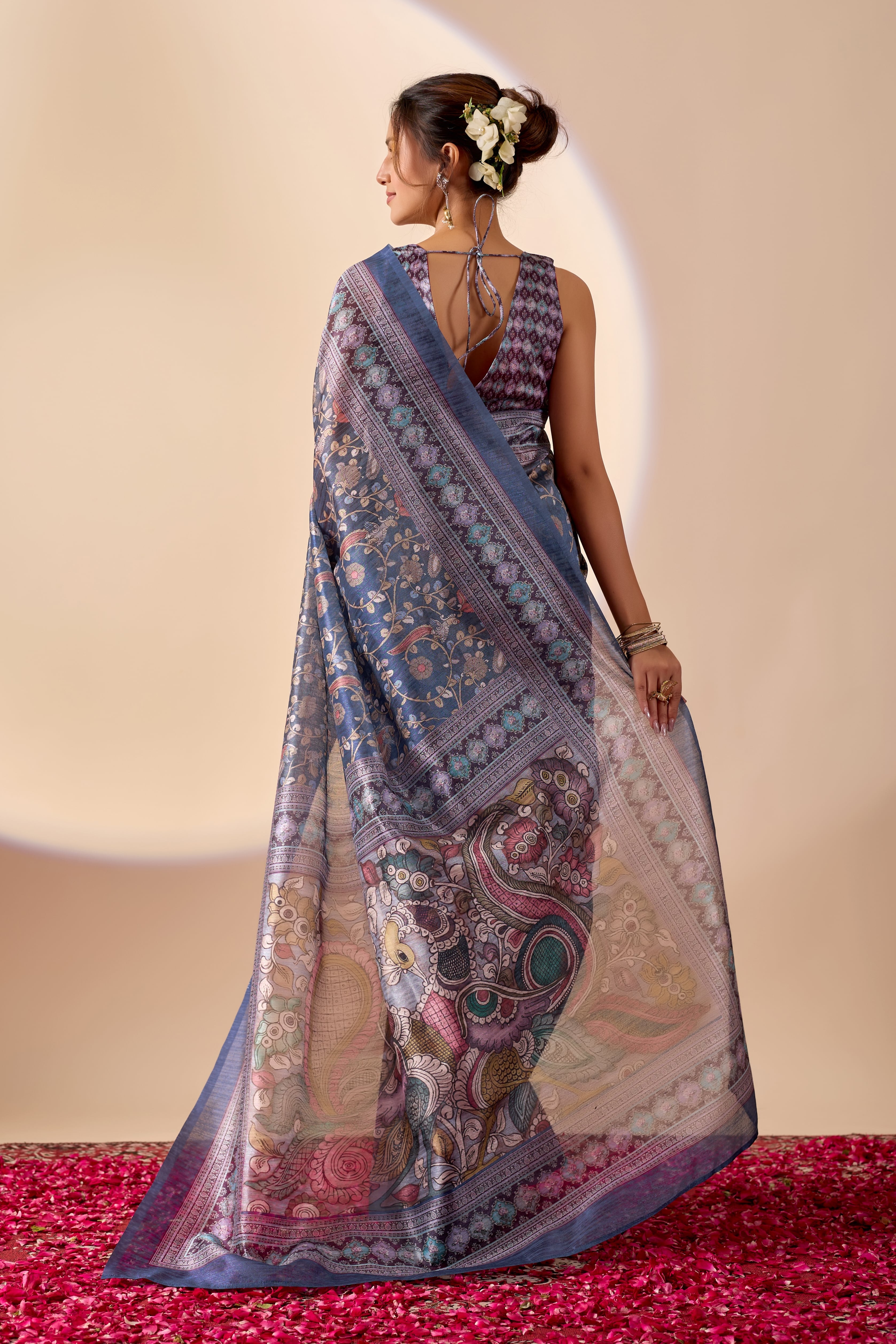 Multi Color Poly Cotton Ready Wear Saree